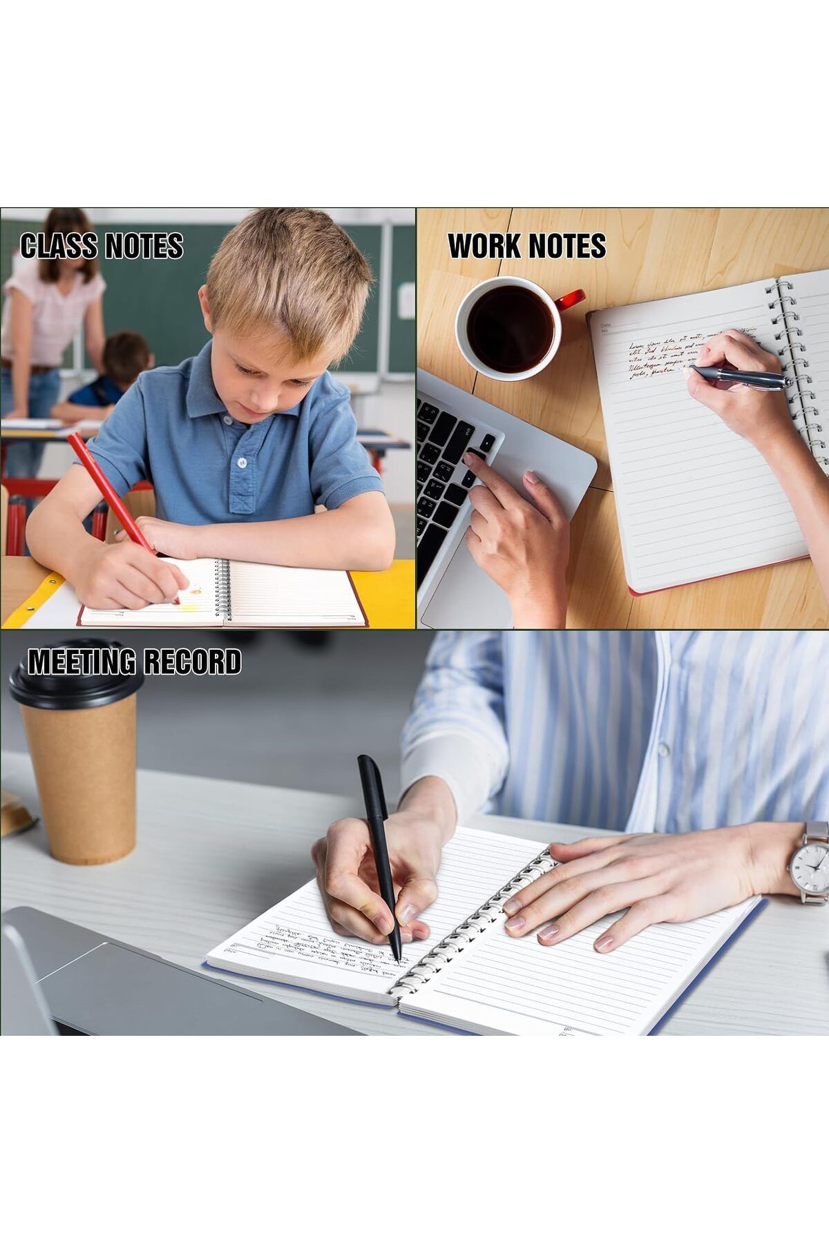 Janissary-A5 8 PCS 60 Sheets School Notebook PP Cover Spiral Notebook A4 (4 LINE + 4 CHECK) 4
