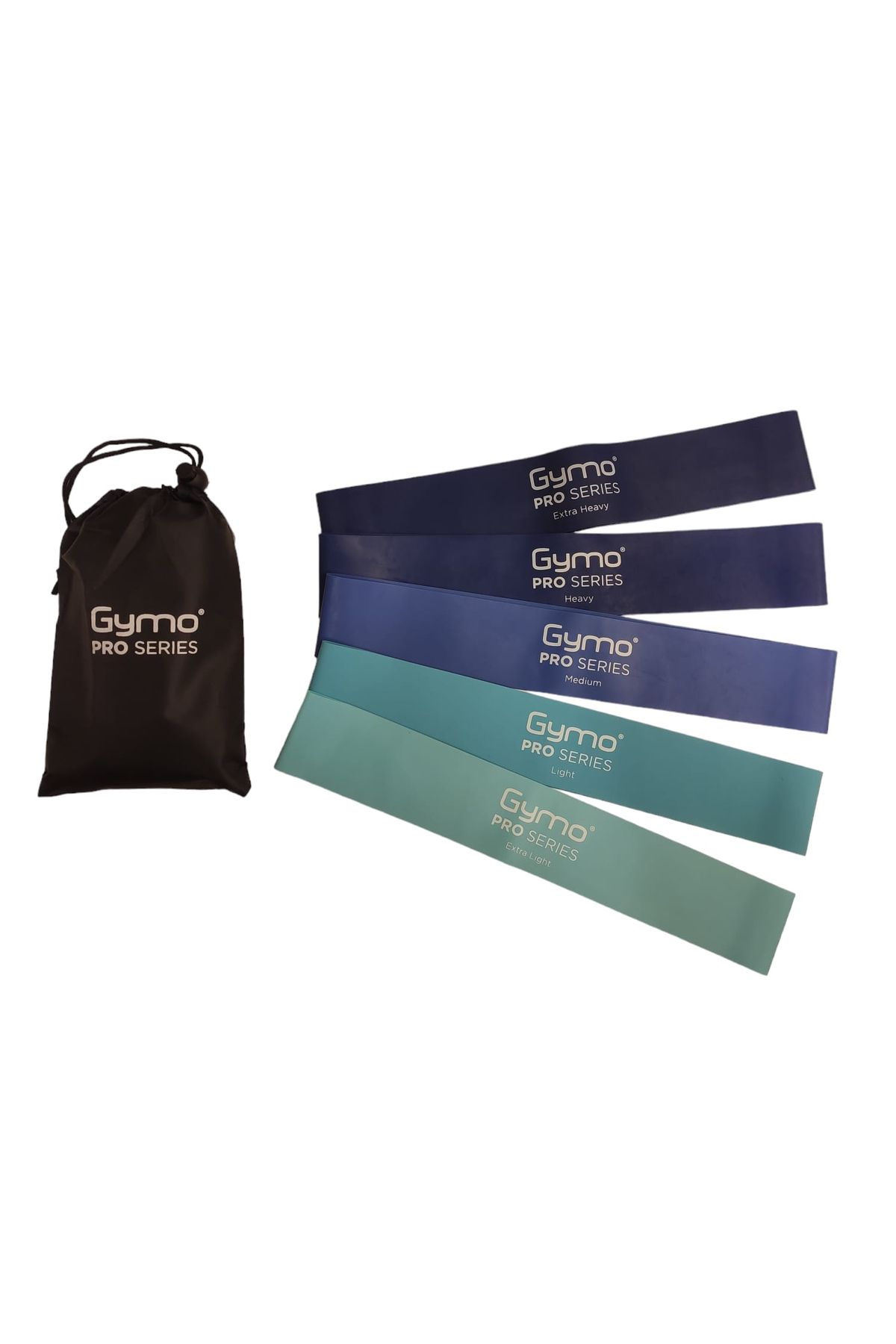 Gymo Pro Series Resistance Band with Bag Fitness Pilates Stretch Elastics Set of 5 Blue Trendyol
