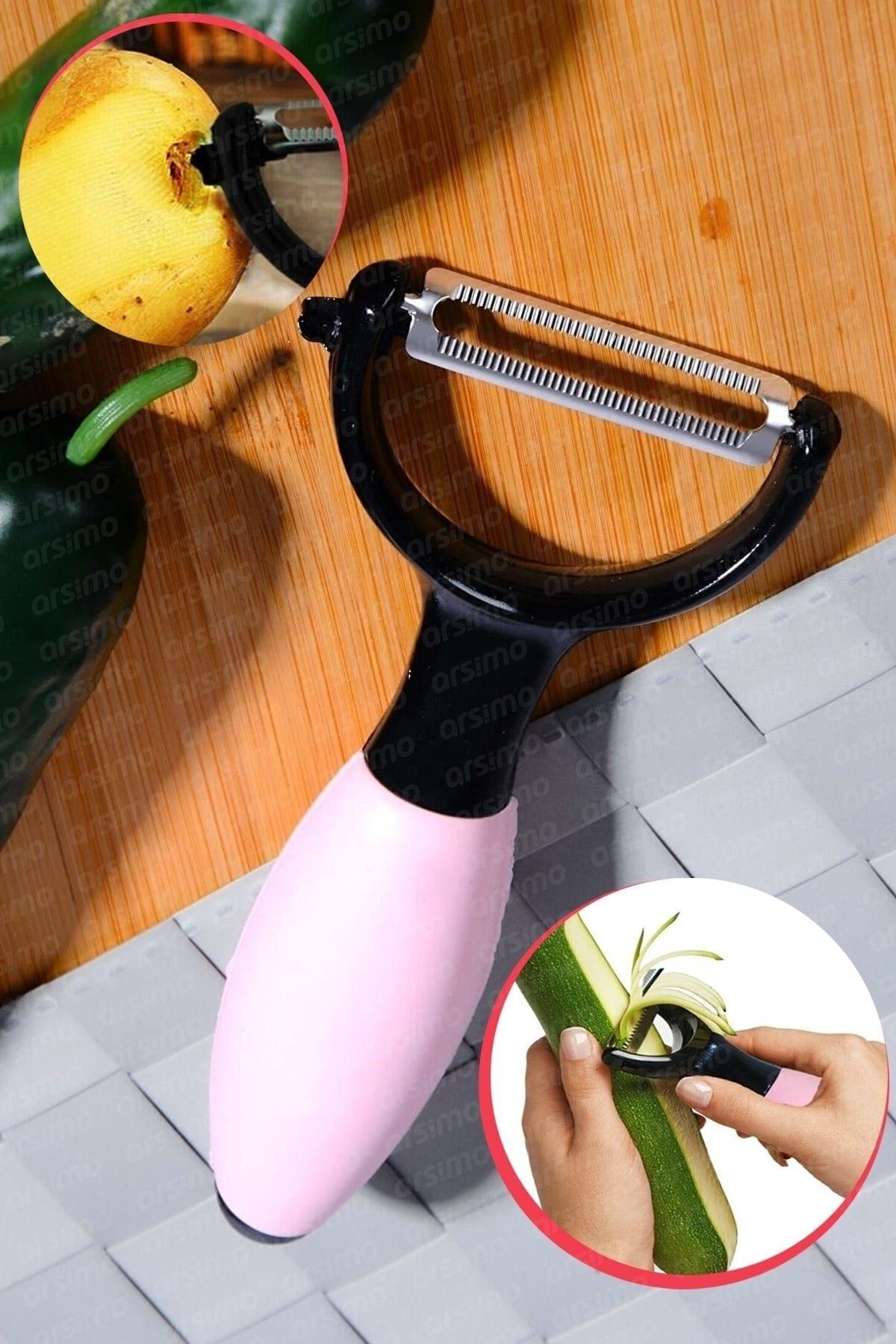 Genel Markalar TAYEM Tombul Soyacak Renkli Saplı Çelik Lazer Kesim Patates Sebze Soyacağı