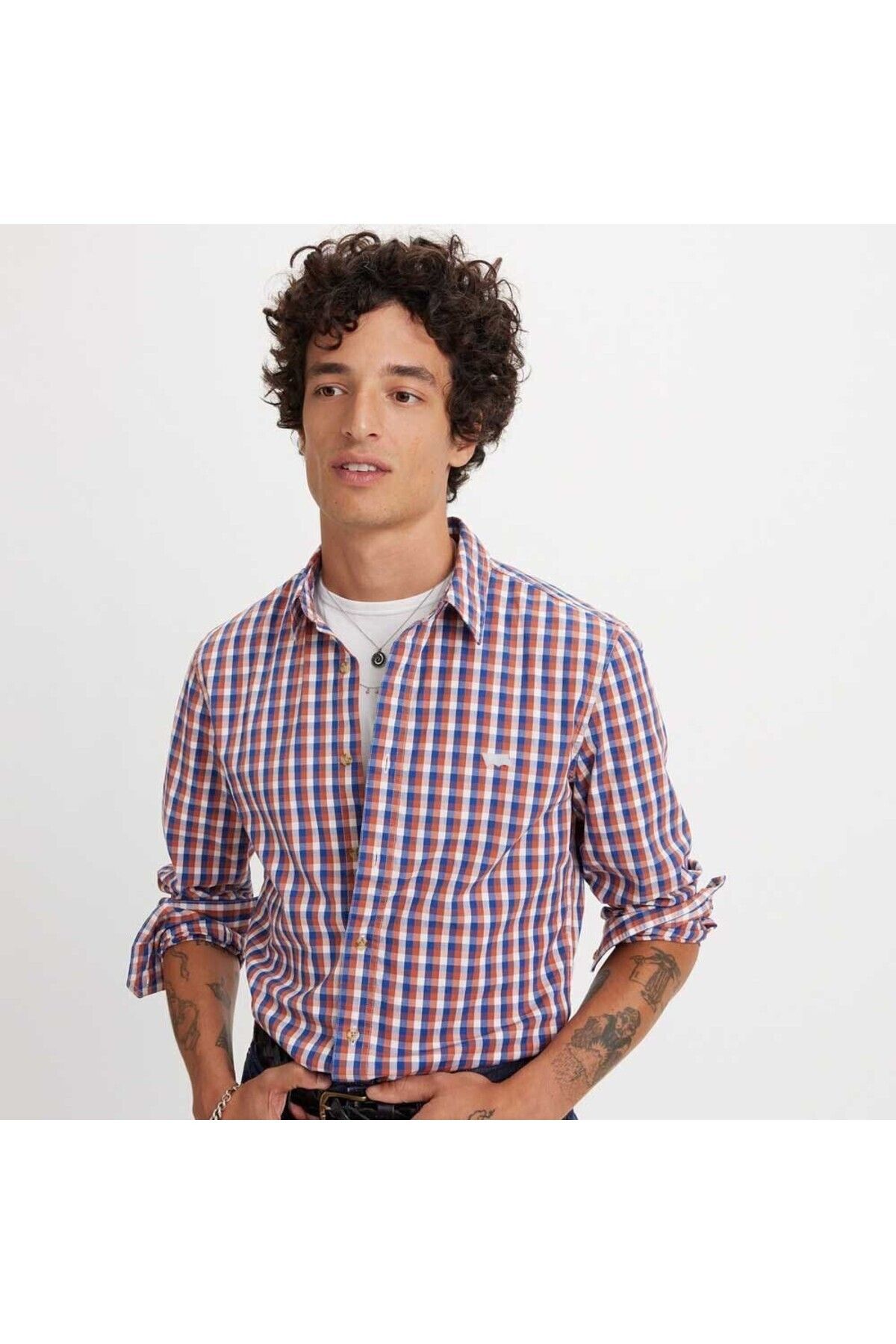 پیراهن / بلوز دکمه دار قرمز مردانه باتری LS HM Slim Apollo Plaid Limoges Levi's