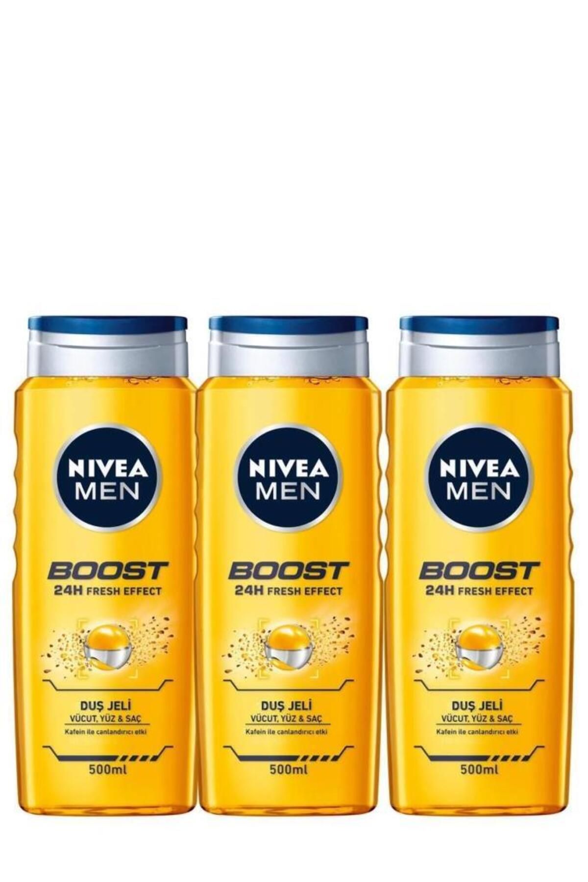 NIVEA ژل حمام و شامپو مردانه با افزایش انرژی بدن، صورت و مو 500 میلی لیتر X3