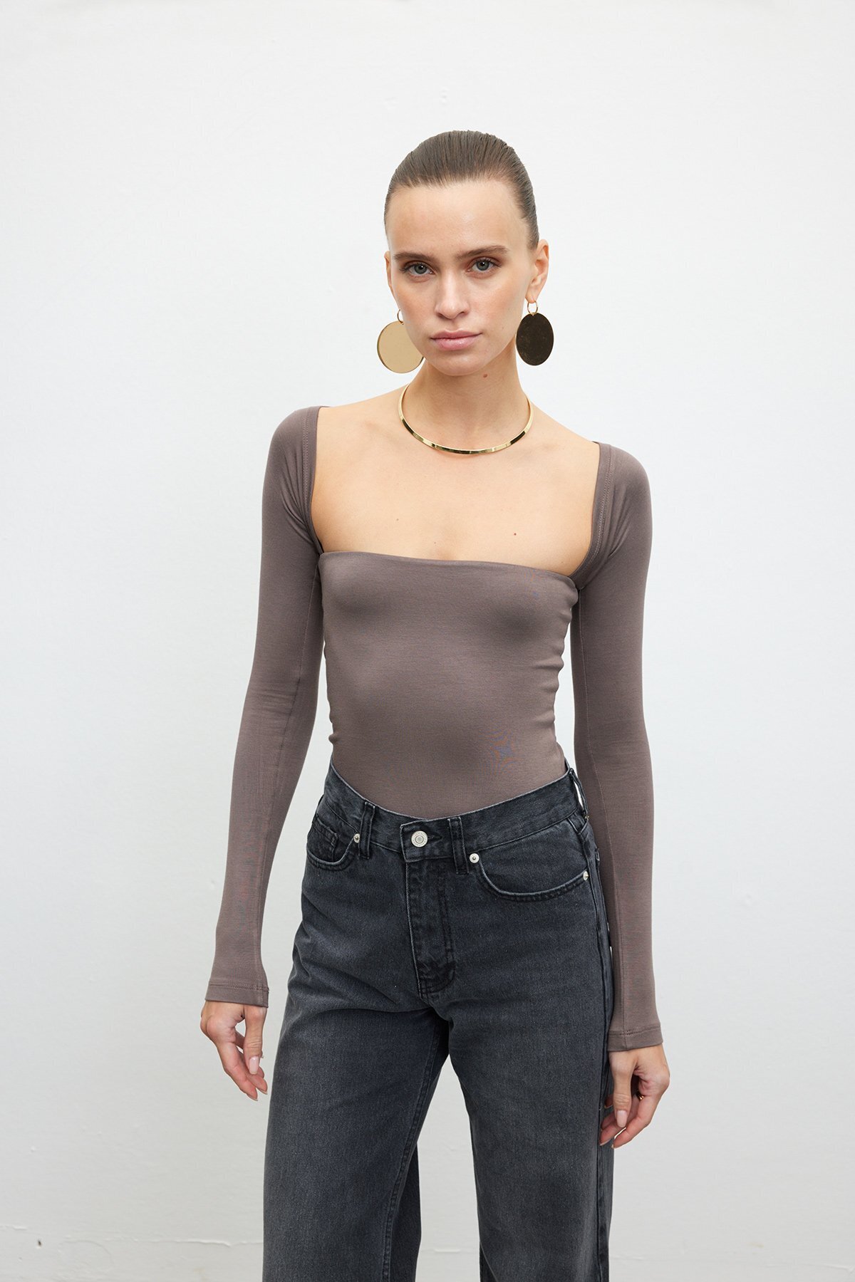 Kare Yakalı Yivli Tank Top