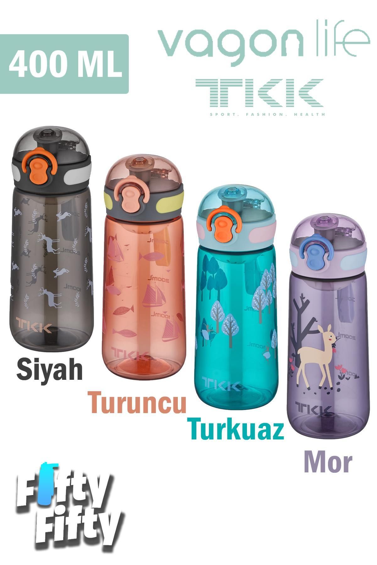Vagonlife-TKK 400 ML Comfortable Drinking (Without Straw) Bpa Free Tritan Water Bottle with Carrying Strap FFTKK1005-400ML 6