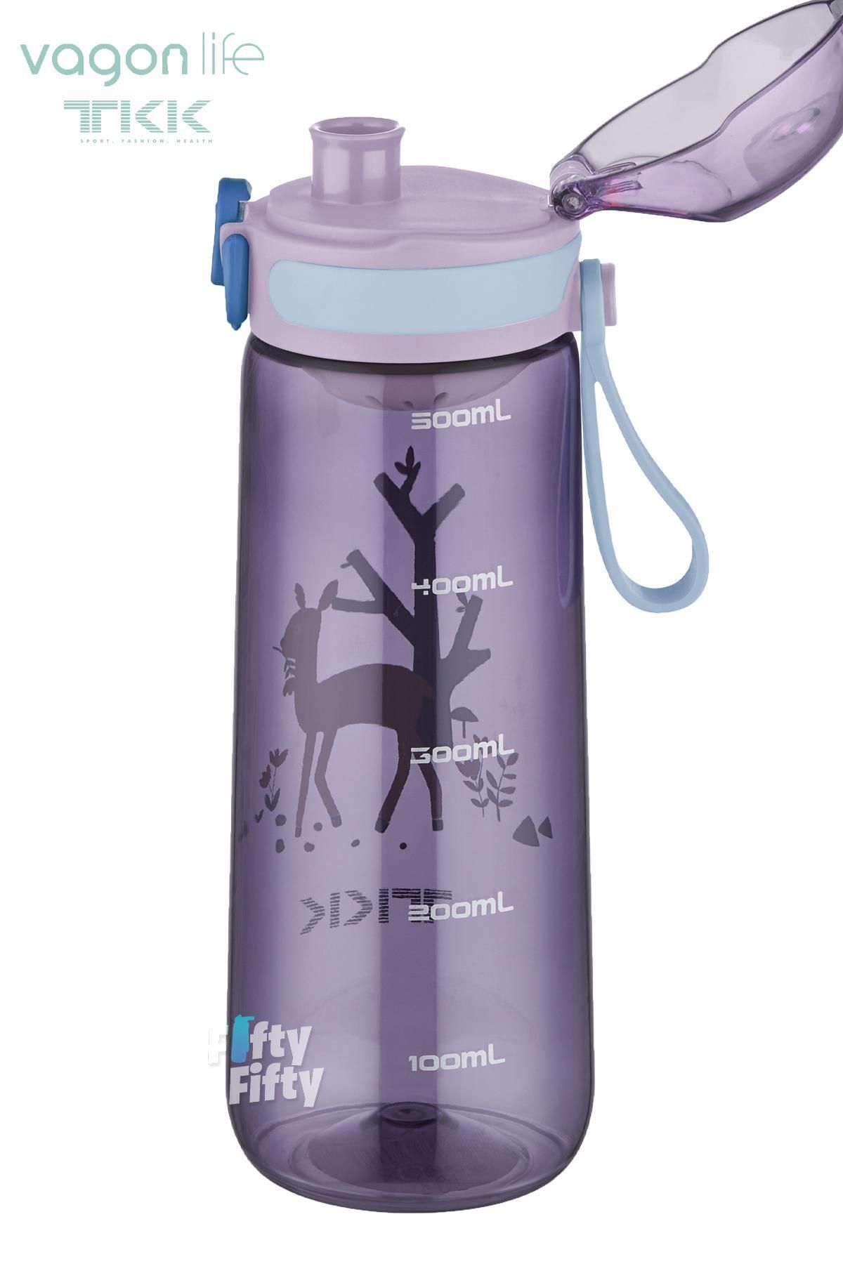 قمقمه کمپ بنفش TKK 550 میل نوشیدنی راحت بدون پیپ بند حمل و نقل BPA Tritan Cat FFTKK1005 550ml Vagonlife