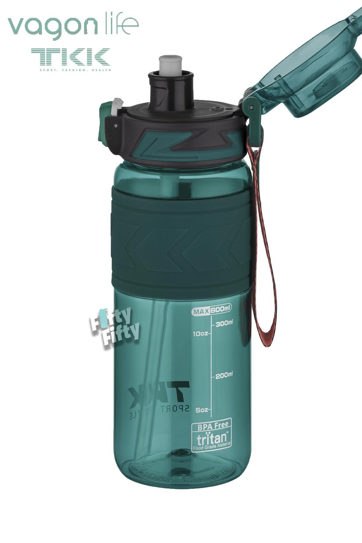 Vagonlife-TKK 600 ML Dual Use Tritan Water Bottle with Straw/Comfortable Drinking Bpa Free with Carrying Strap FFTKK1019 2