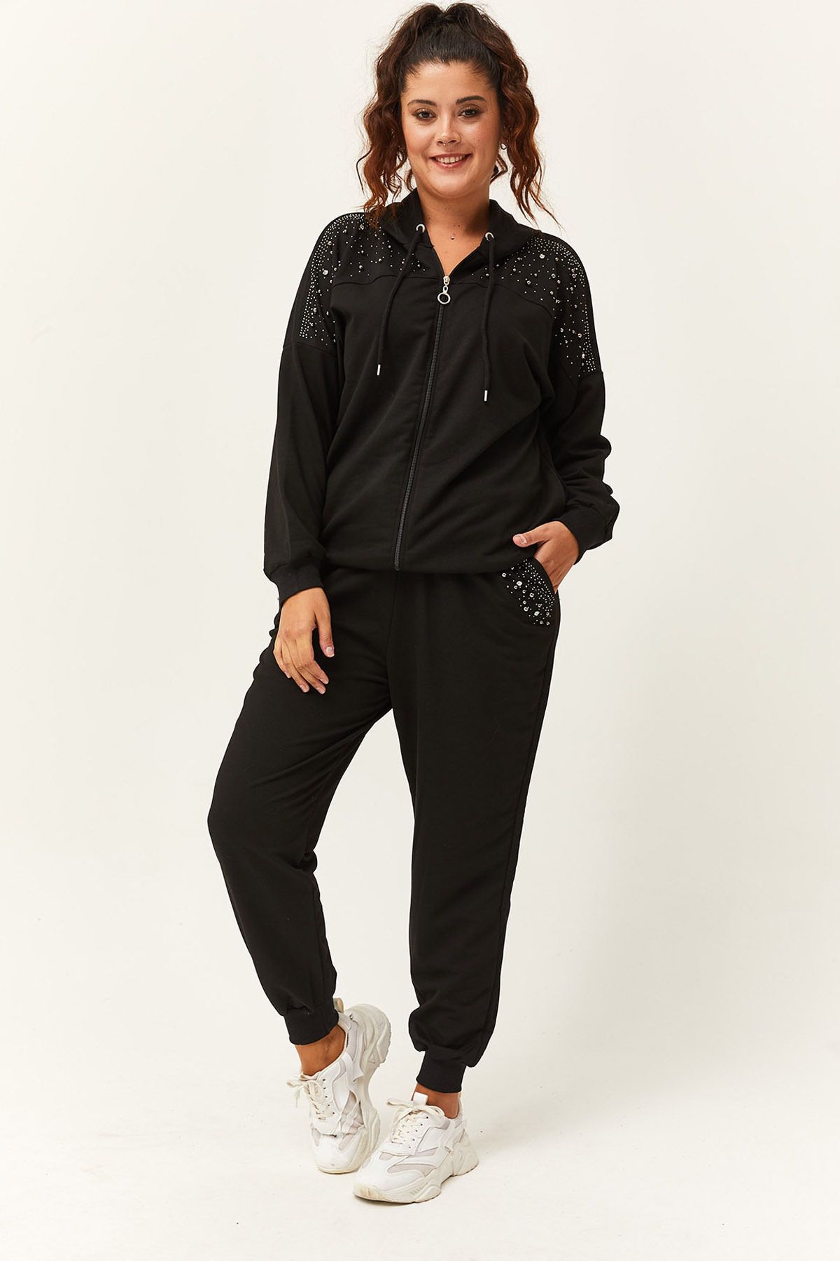 Plus size discount black tracksuit