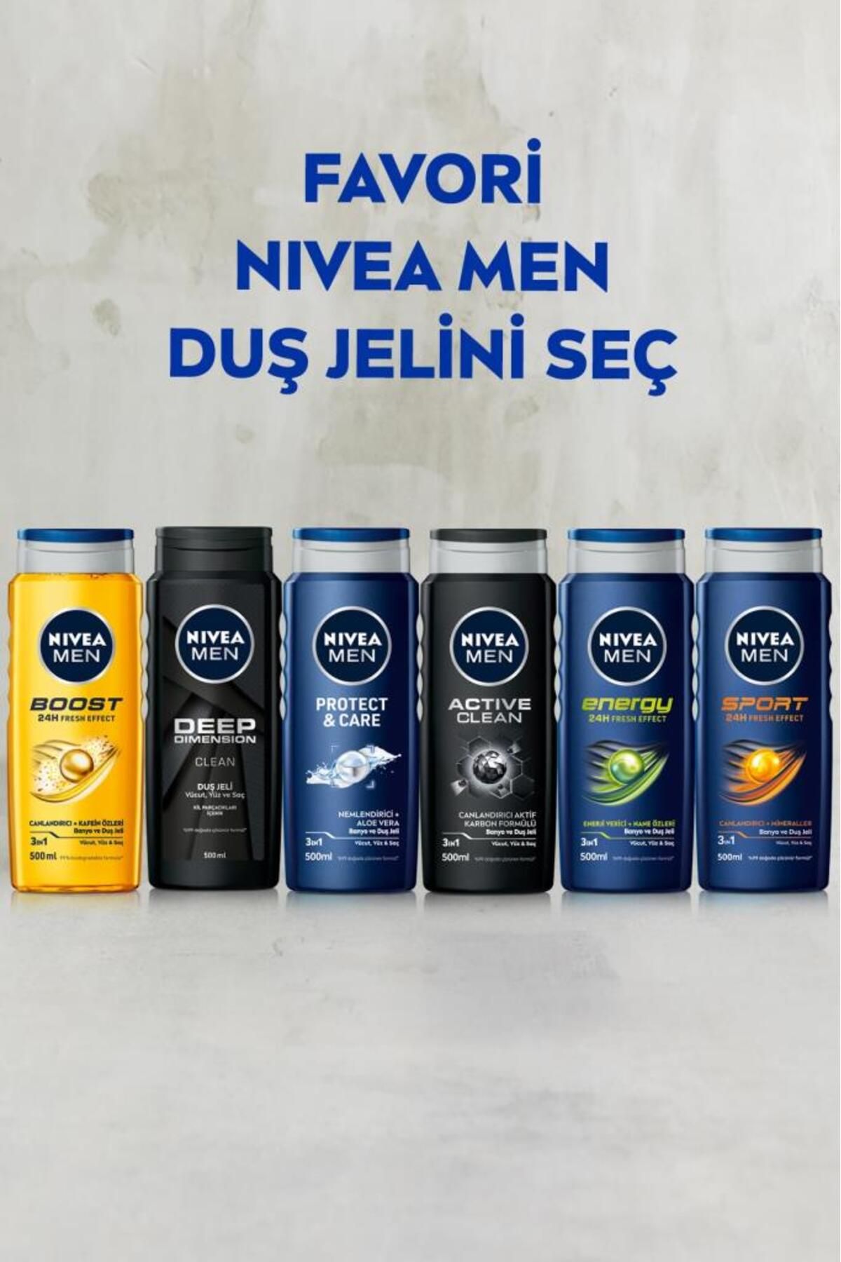 NIVEA ژل حمام مردانه فعال تمیز کننده 500 میلی لیتر، بدن صد مو، تازگی 24 ساعته، کربن فعال، بوی مردانه