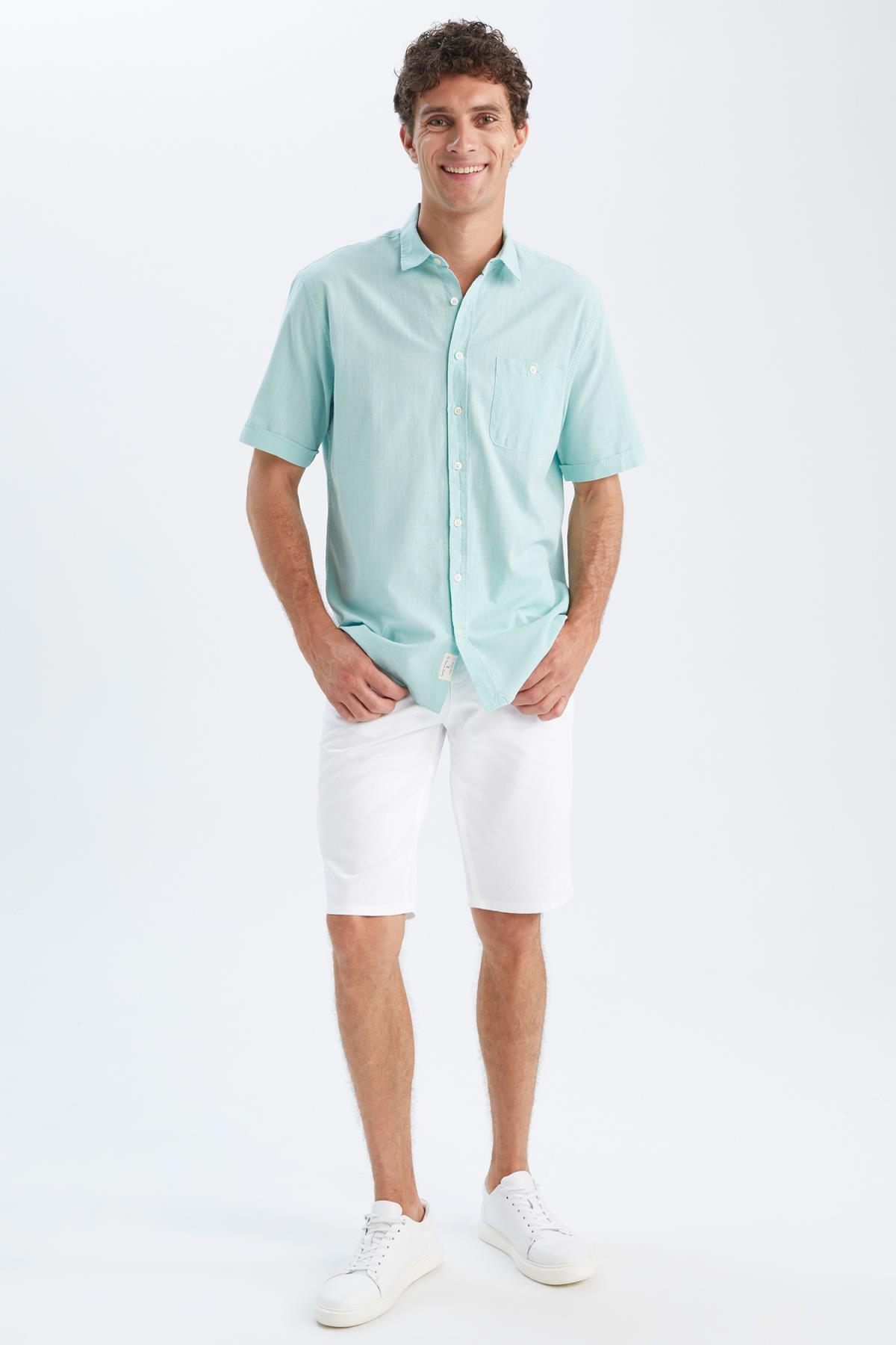 پیراهن مردانه فیروزه دفکتو | M9432AZ22SP اورجینال - تصویر 3