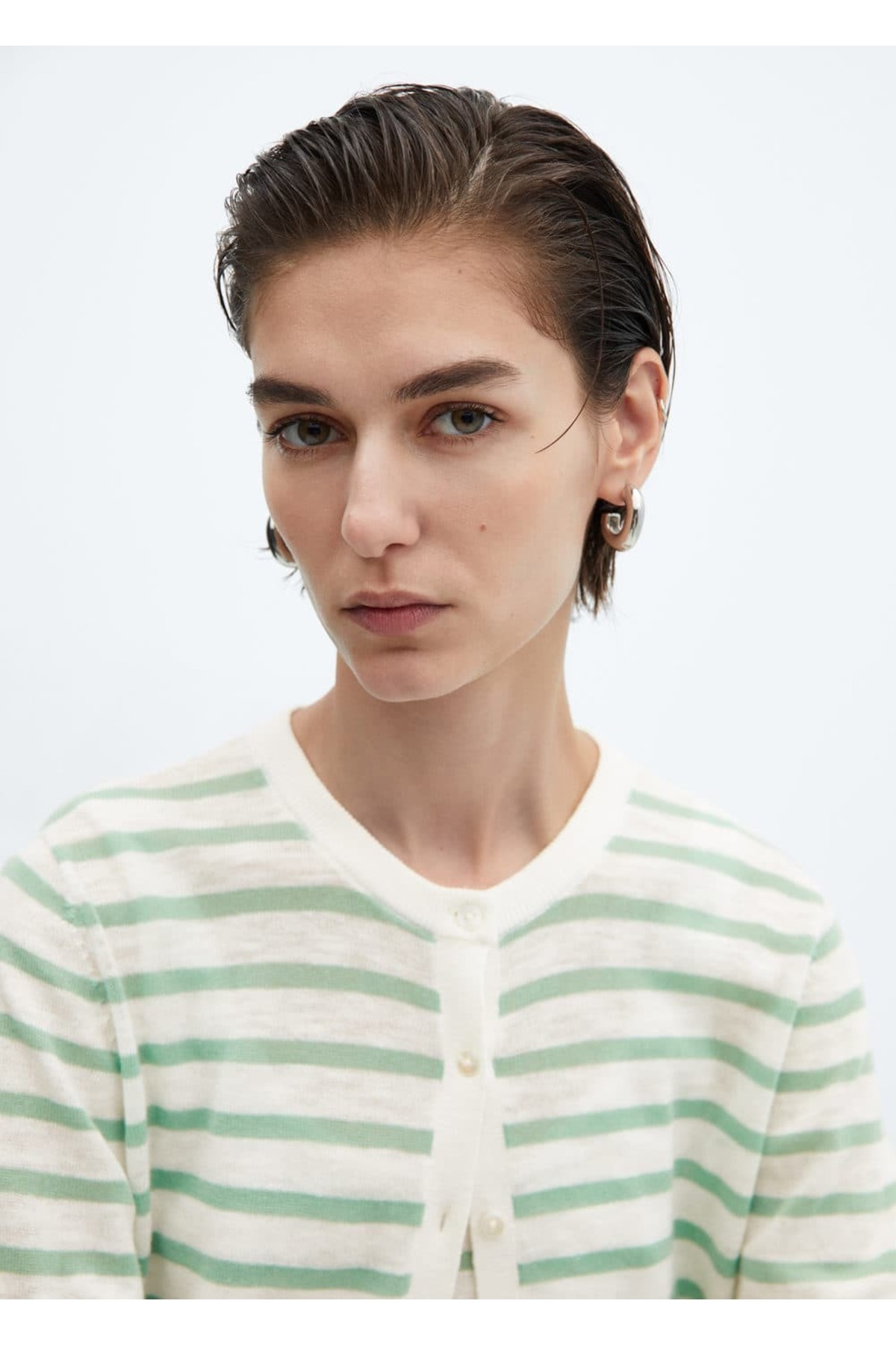 بافت و پلیور زنانه سفید منگوMANGO | 67010375 اورجینال - تصویر 6