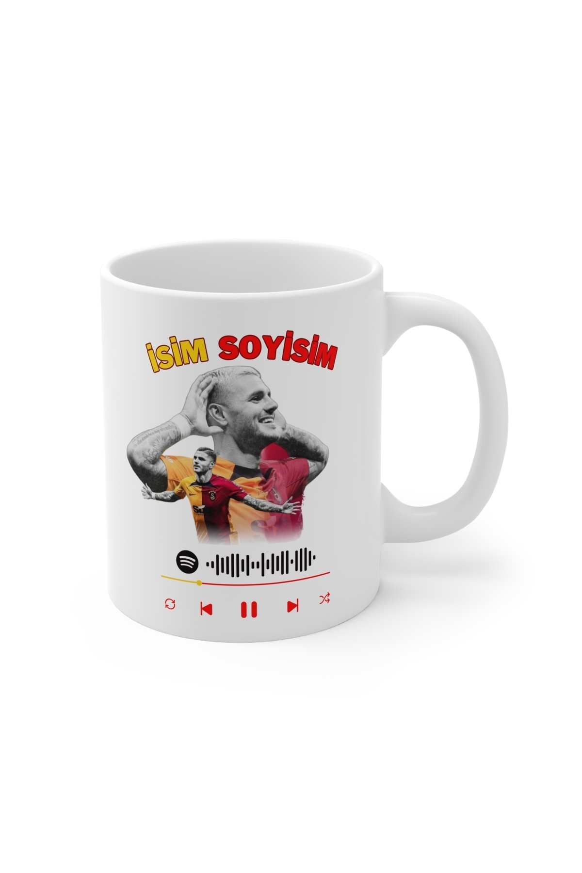 Personalized Yellow Red Mug My Love Event Gift Mug with Spotfy Qr Code