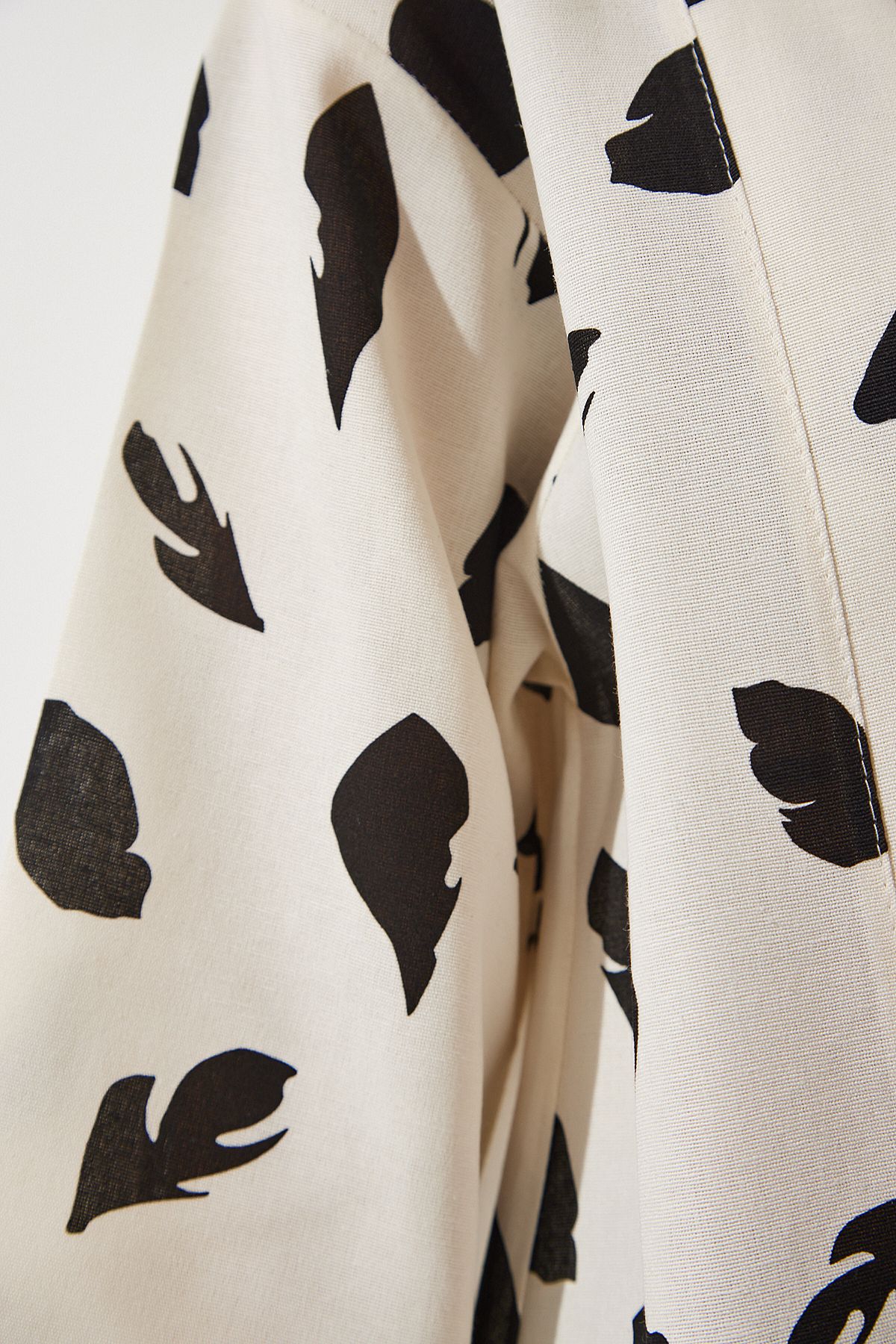 Happiness İstanbul-Γυναικείο λινό Viscose Kimono σε μπεζ μαύρο σχέδιο BH00381 4
