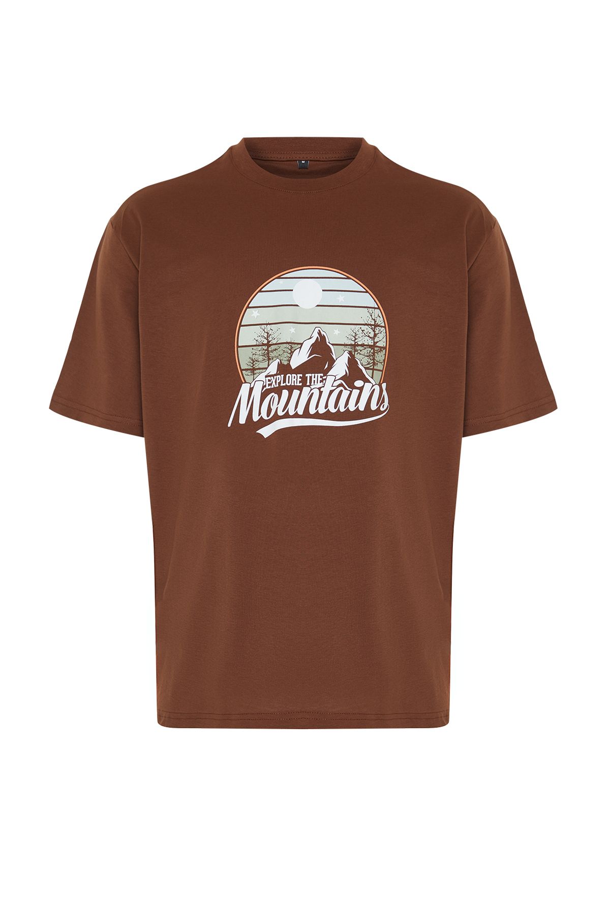 Trendyol Collection-Scenery Printed Brown Oversize Cotton T-Shirt - Tmnss23Ts00206 7