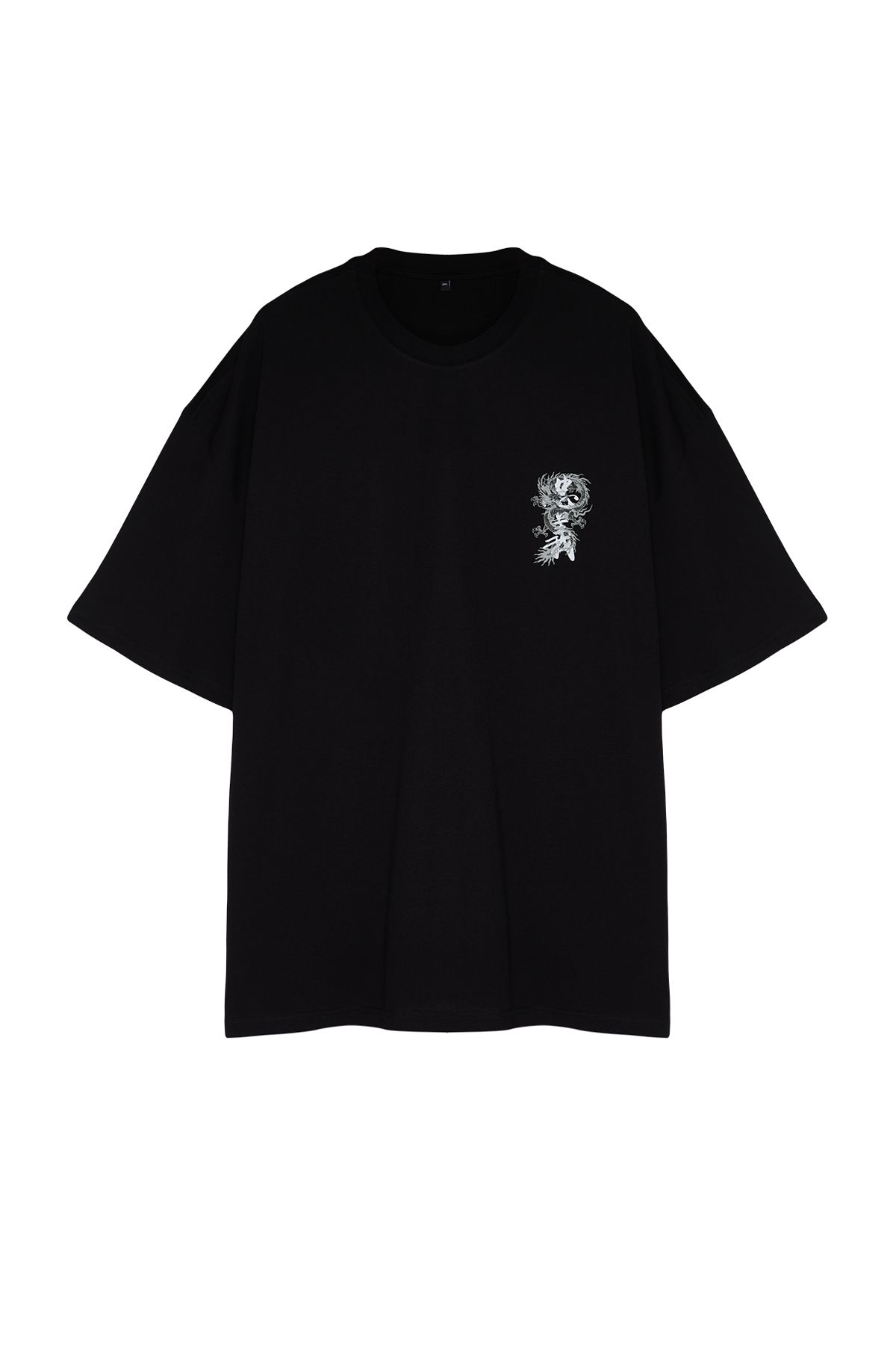 Trendyol Collection-Far East Pattern – Schwarzes Oversize-T-Shirt aus 100 % Baumwolle TMNSS24BF00032 8