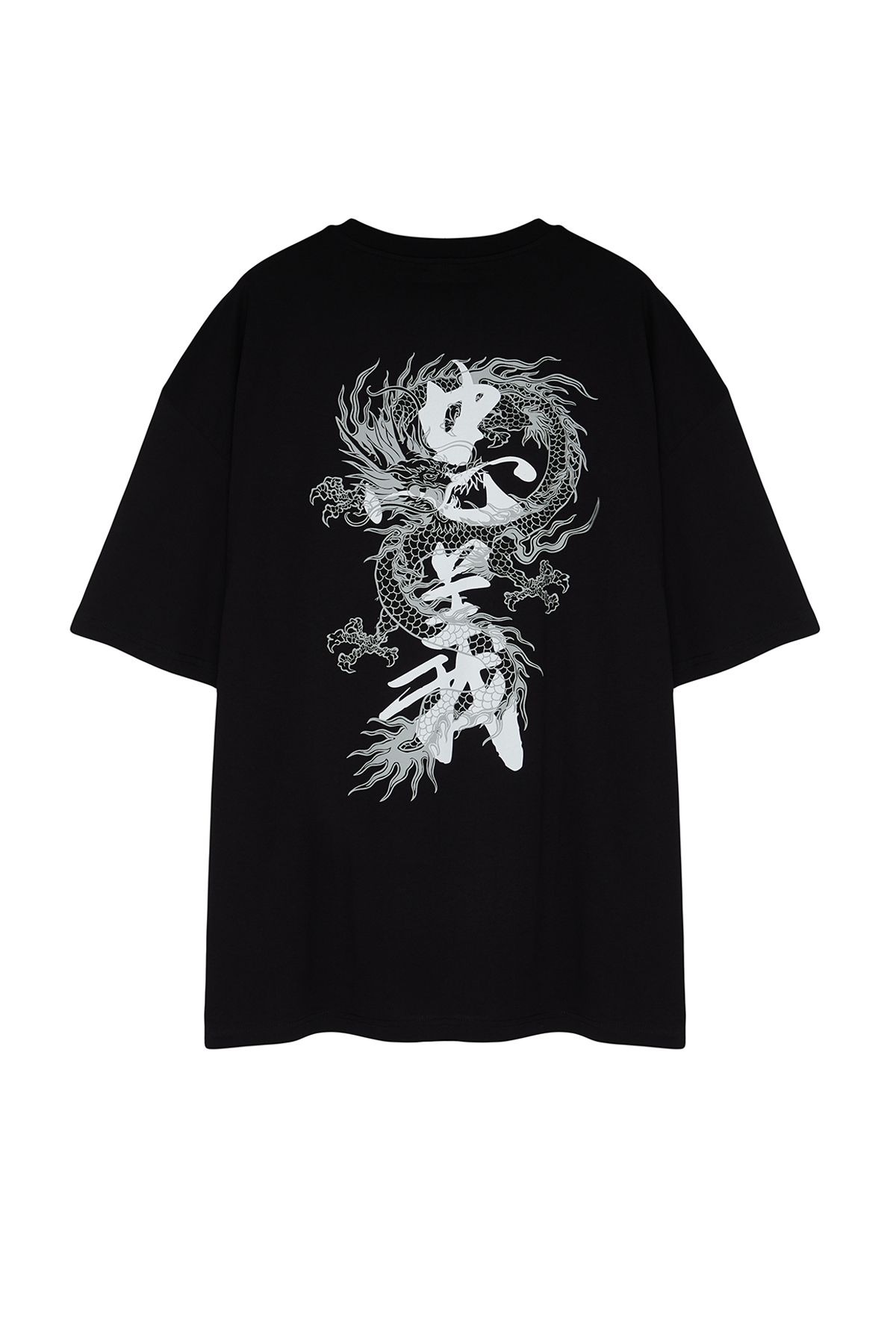 Trendyol Collection-Far East Pattern – Schwarzes Oversize-T-Shirt aus 100 % Baumwolle TMNSS24BF00032 7