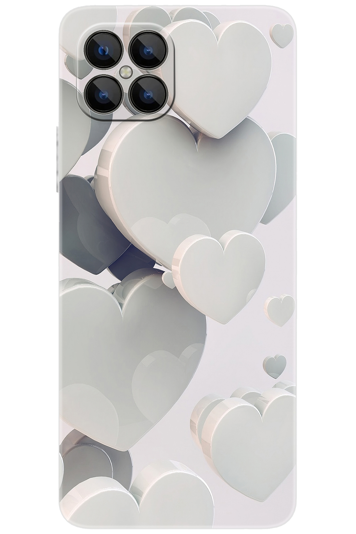 X600 Compatible Sheath Pattern Printed Silicone White Hearts NGO:259 CP-8mNLybR