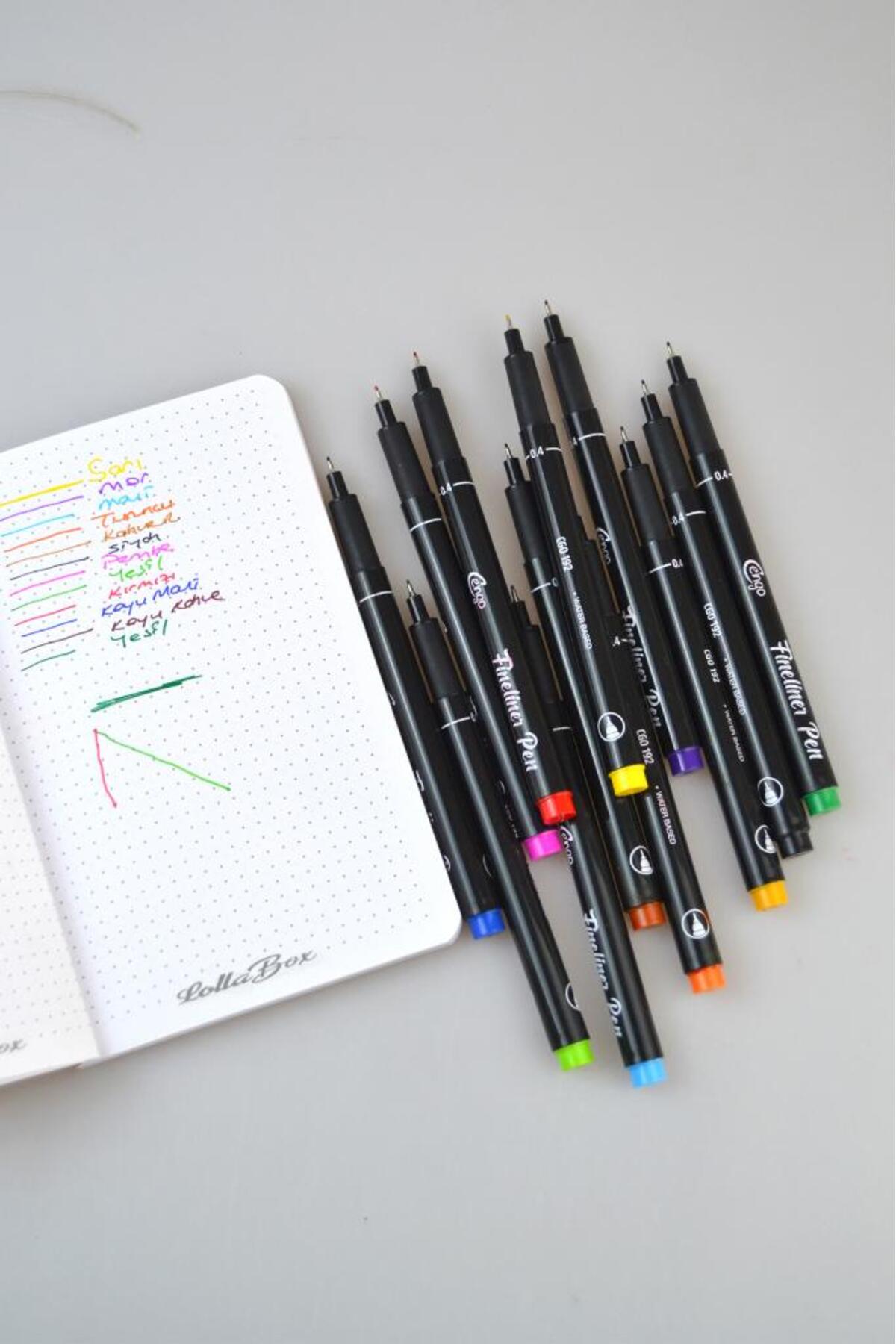 Kids Like Cengo 12 Renk 0.4 mm Uç Fineliner Kalem - Premium Kalite