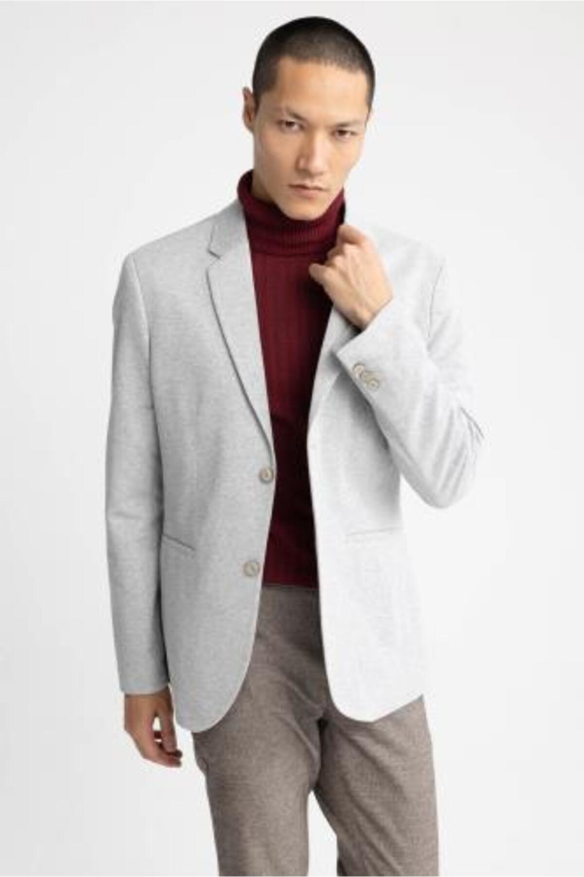 ژاکت مردانه خاکستری Defacto | N0503AZ23SP اورجینال - تصویر 3