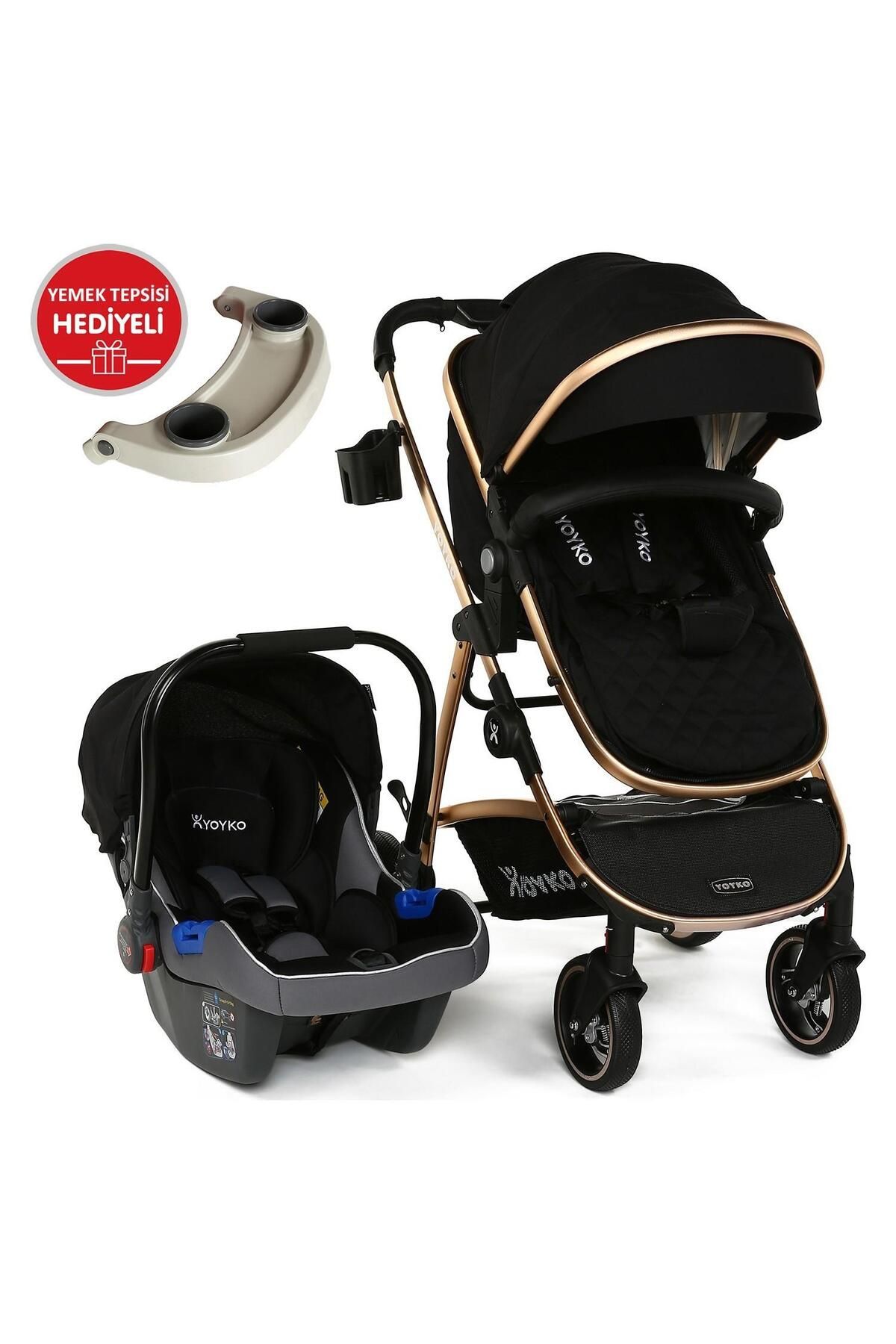 YOYKO City Seyahat Sistem Bebek Arabası 3 In 1 Siyah Rose