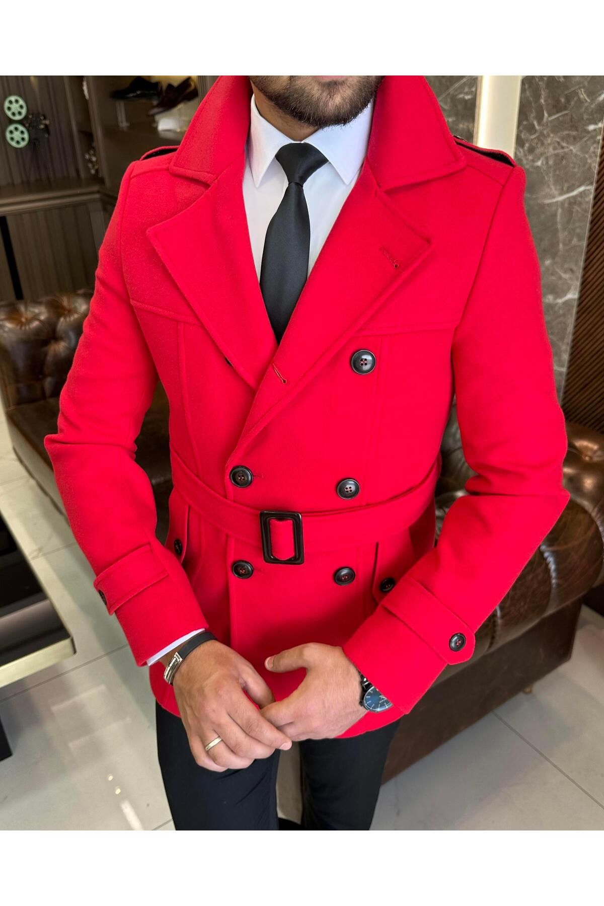 TerziAdemAltun Coat Red Slim Fit Trendyol