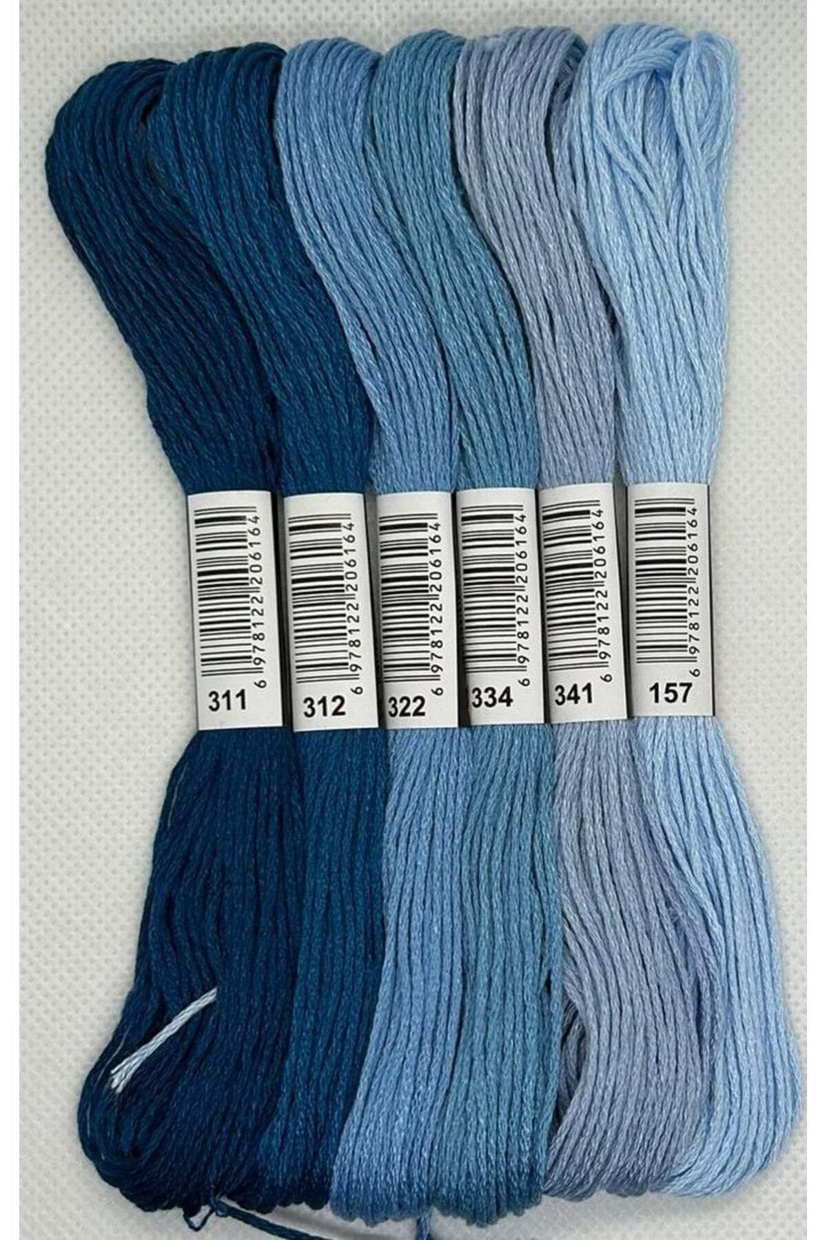 ALMİŞ 6 Adet Çapraz Dikiş 8 Metre 6 Kat Farklı Renk Kanaviçe Nakış Rokoko Ipi-311 157