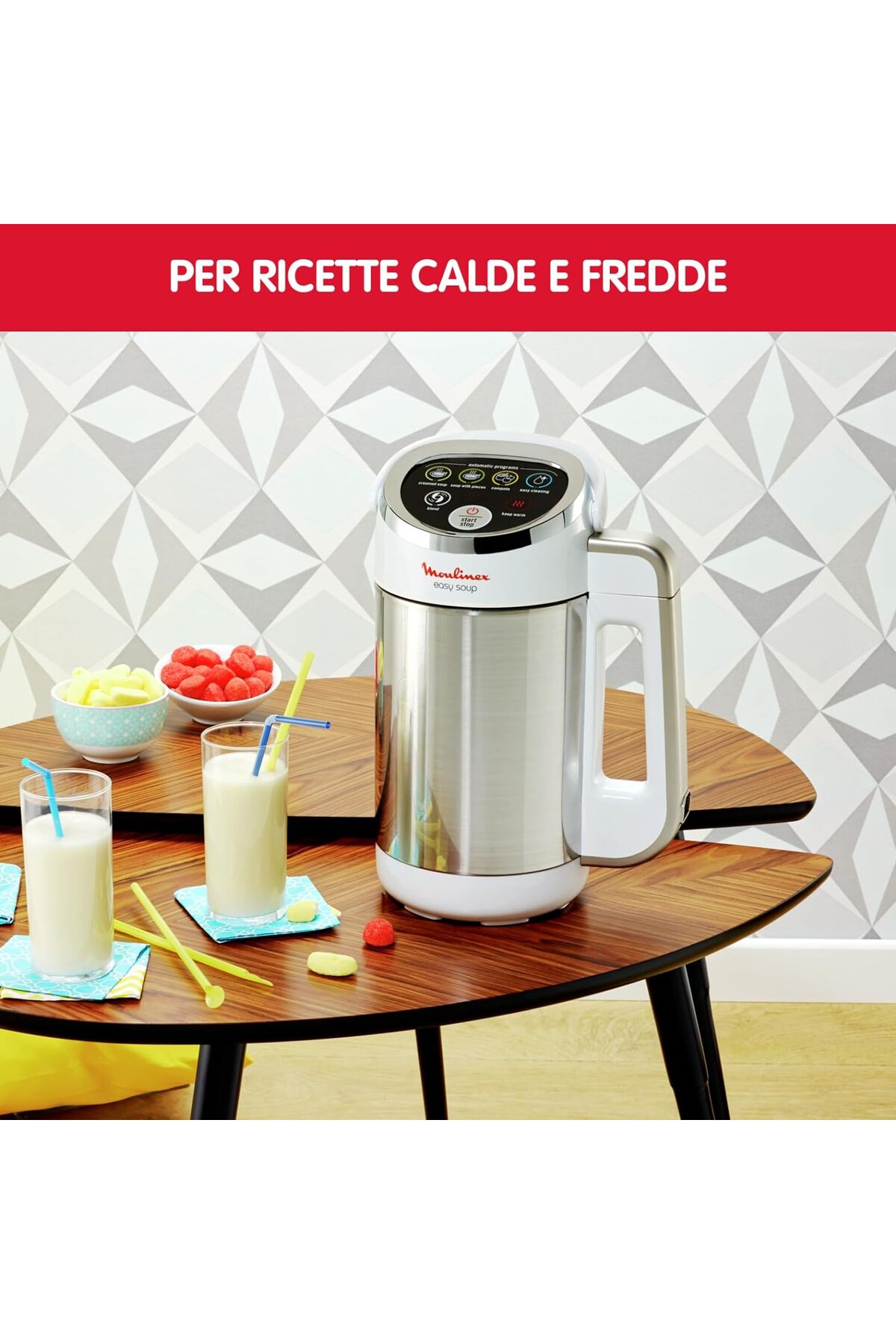 Moulinex Isıtmalı Blender - 1000W Güç, 1,2 L Kapasite, 5 Otomatik Program, Çift Duvar, Gümüş Renk fotoğrafı 5 (önizleme)