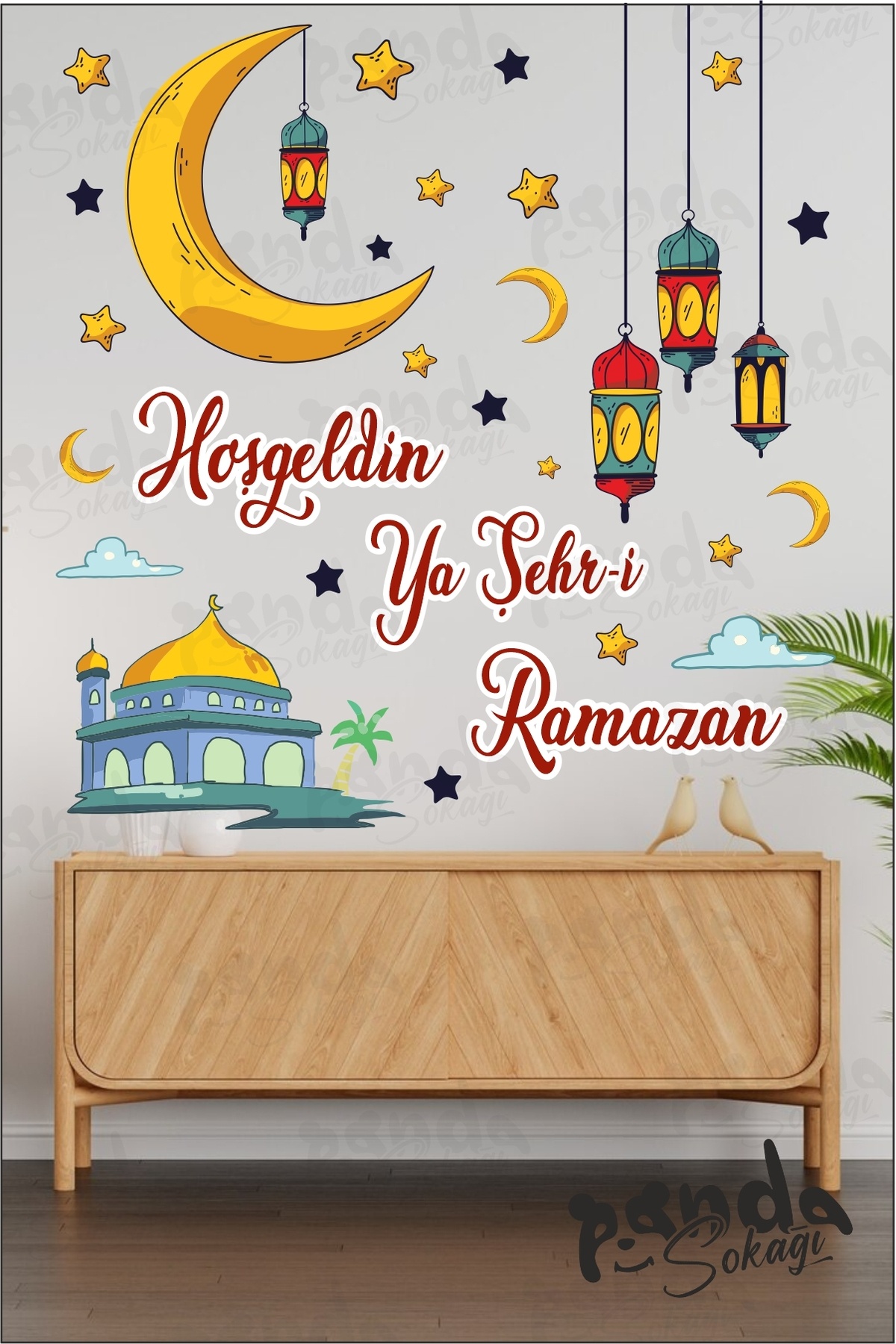 PANDA SOKAĞI Ramazan Ayı Temalı Cam Duvar Süsleri Hoşgeldin Ramazan Sticker Seti Ramazan Süsleri fotoğrafı 4 (önizleme)
