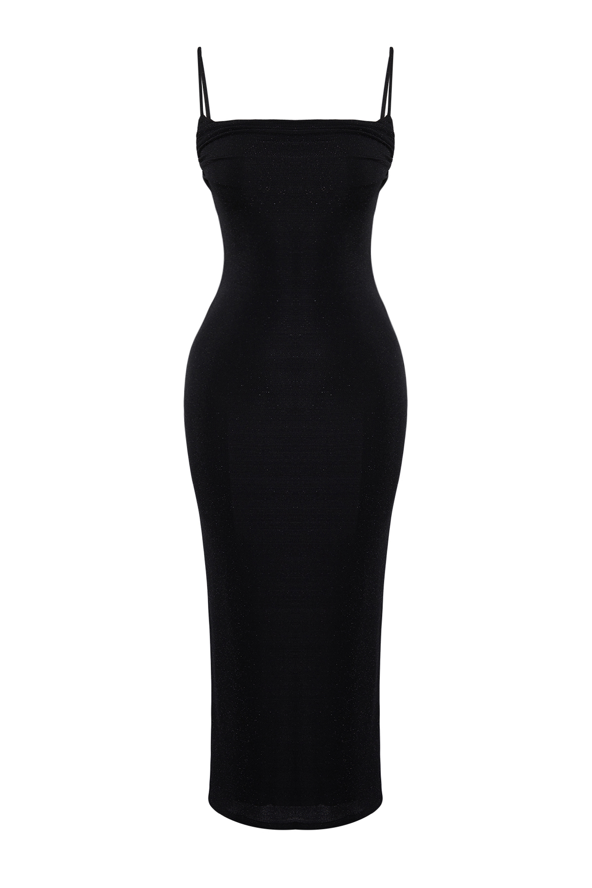 Trendyolmilla  Siyah Parıltılı Örme Şık Abiye Elbisesi TPRSS24EL00037 - Görsel 8