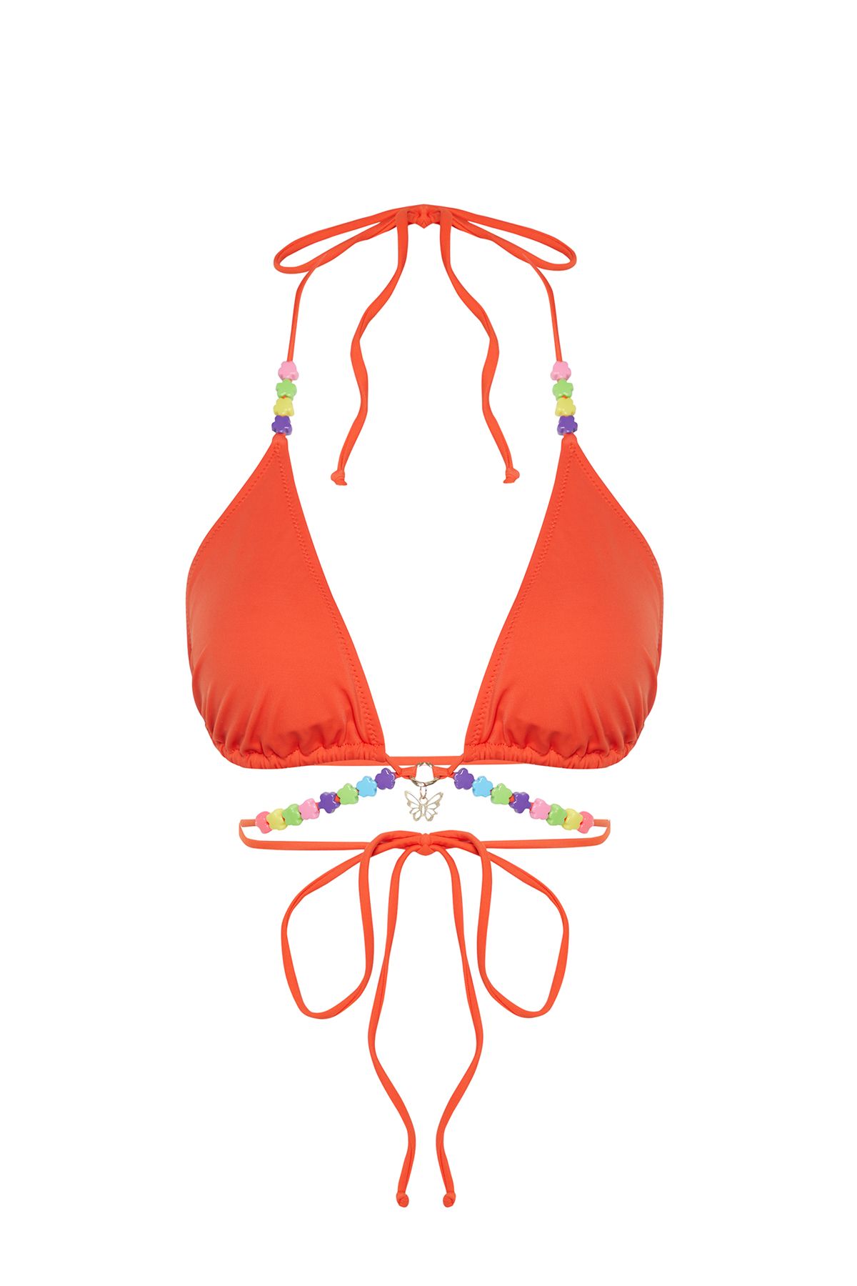 Trendyol Collection-Rotes dreieckiges Bikinioberteil mit Perlen-Accessoire TBESS23BU00235 6