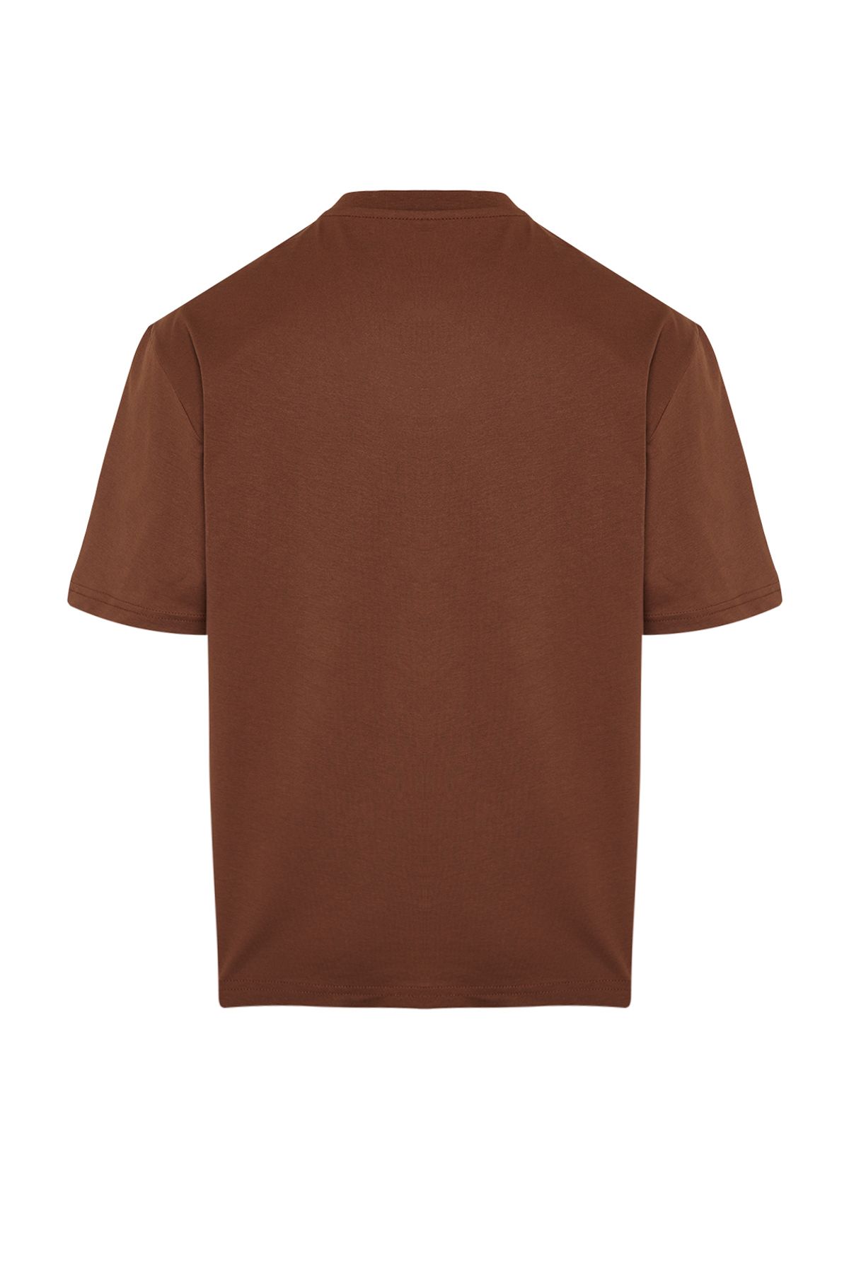 Trendyol Collection-Scenery Printed Brown Oversize Cotton T-Shirt - Tmnss23Ts00206 8