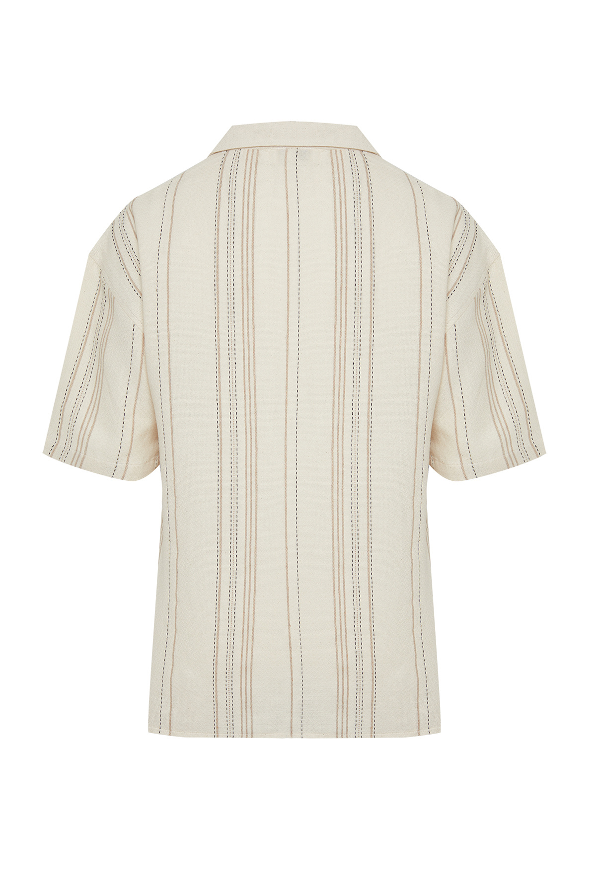 Trendyol Collection-Напівпальто в смужку екрю Regular Fit Gomlek TMNSS24GO00045 8