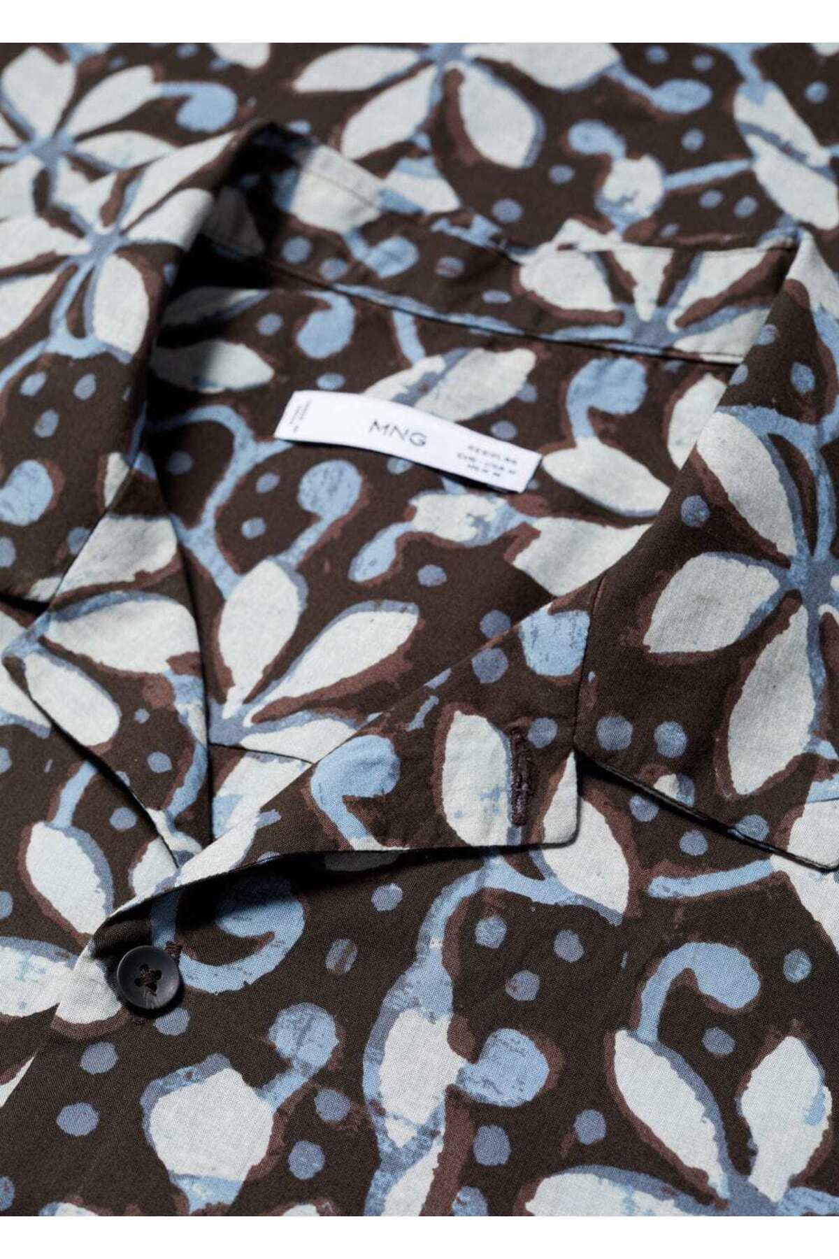 پیراهن مردانه قهوه ای منگوMANGO Man | 57010633 اورجینال - تصویر 7