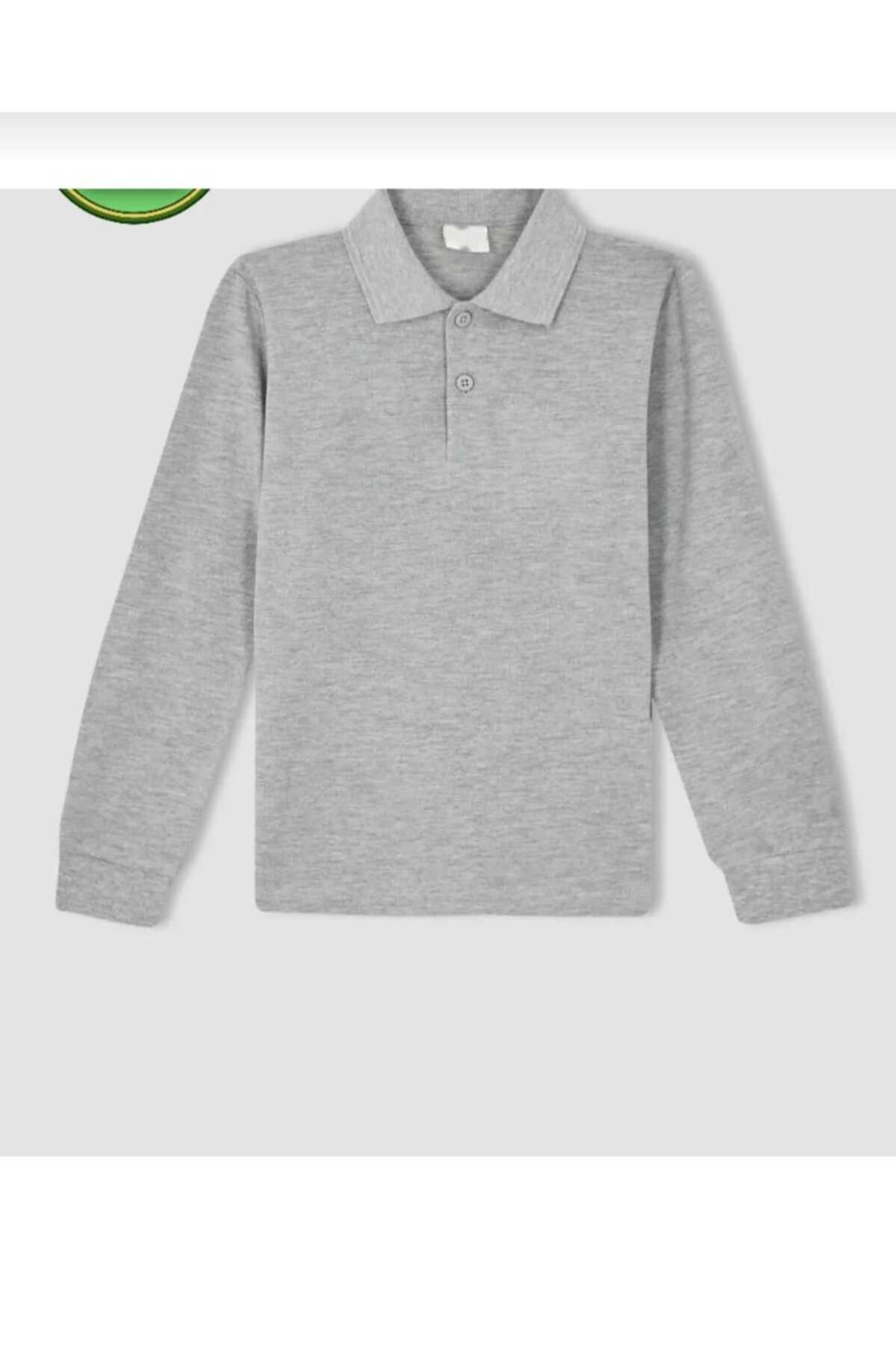 FİRES GİYİM Unisex Çocuk Uzun Kol Polo Yaka %100 Pamuk Okul T-shirt