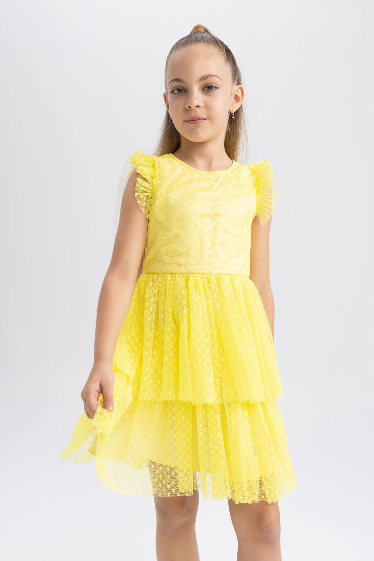 لباس مجلسی دخترانه زرد دفکتوDefacto | Y7207A622SM اورجینال - تصویر 3
