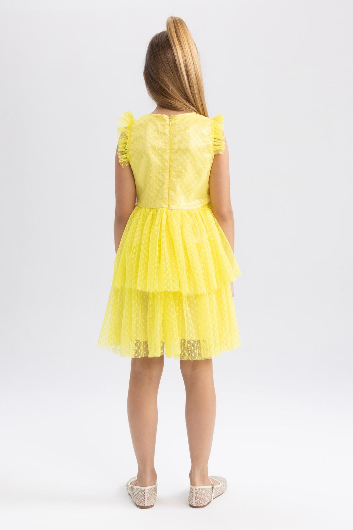 لباس مجلسی دخترانه زرد دفکتوDefacto | Y7207A622SM اورجینال - تصویر 6