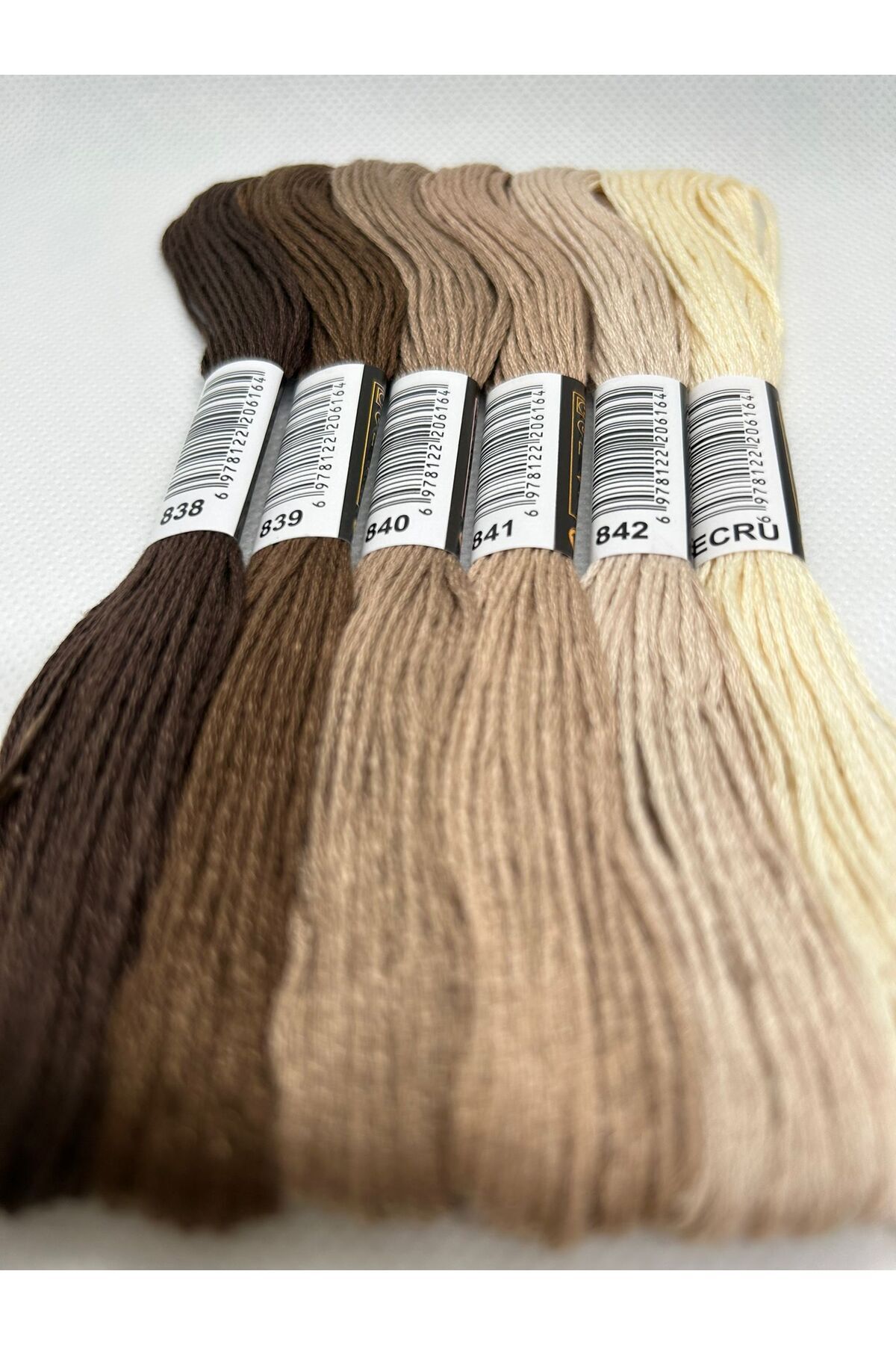 ALMİŞ-6 Pieces Muline Cross 8 Meters 6 Layers Different Colors Cross Stitch Embroidery Rococo Thread 838 Ecru 3