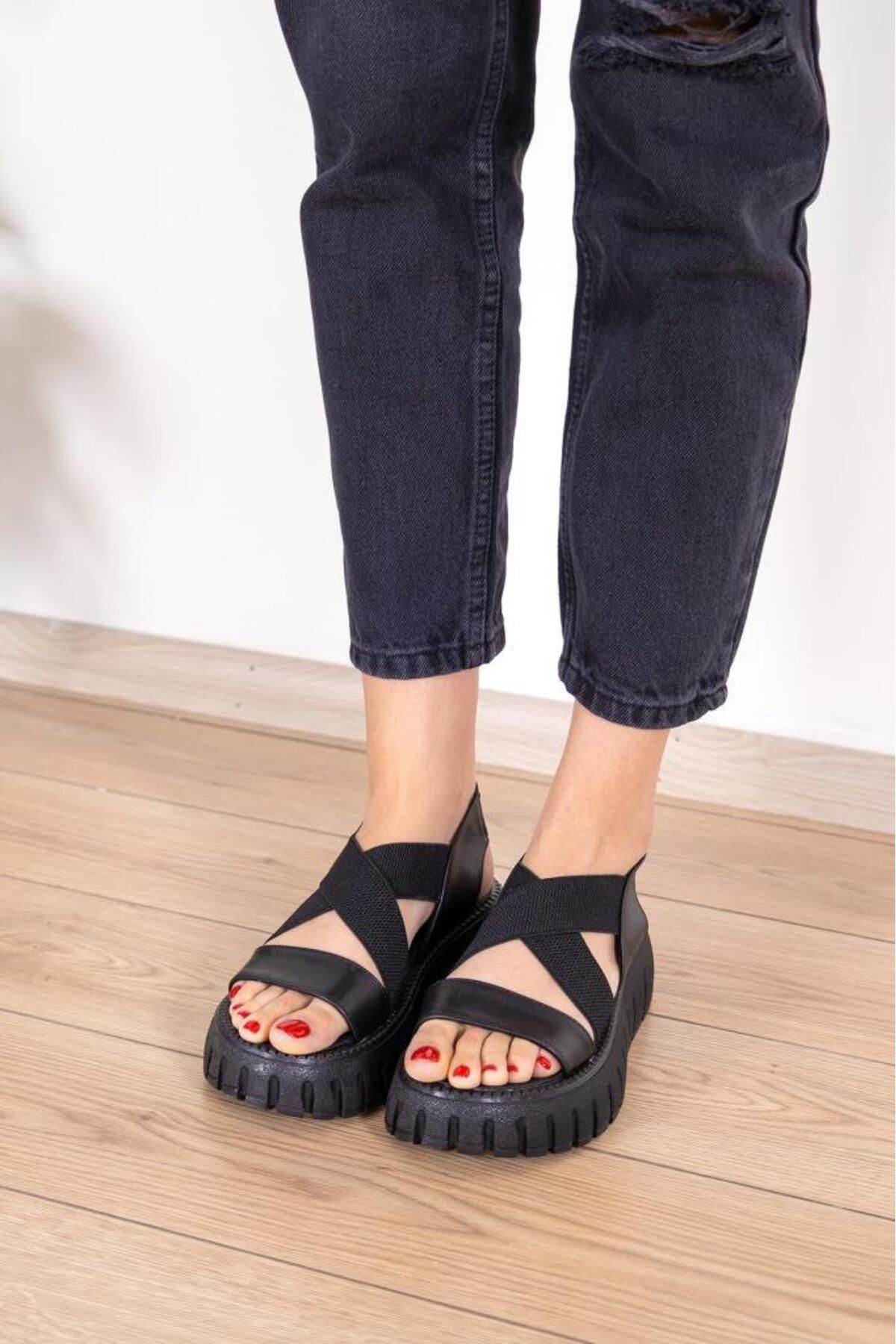 Getcho-Schwarze Damensandalen mit hoher Sohle von Ardeka 5