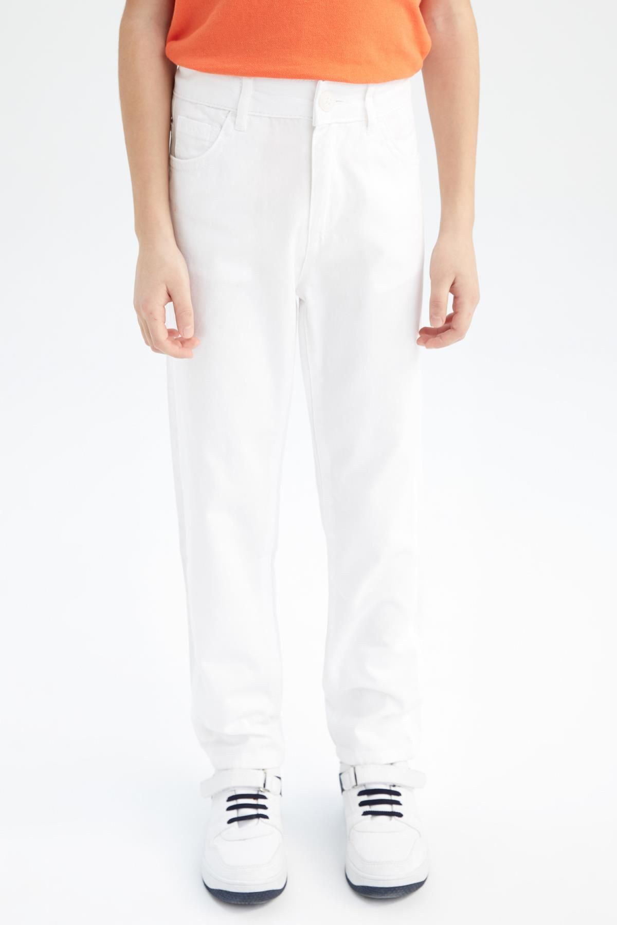 DeFacto-Chlapecké bílé gabardínové kalhoty Z1675a623sm 5