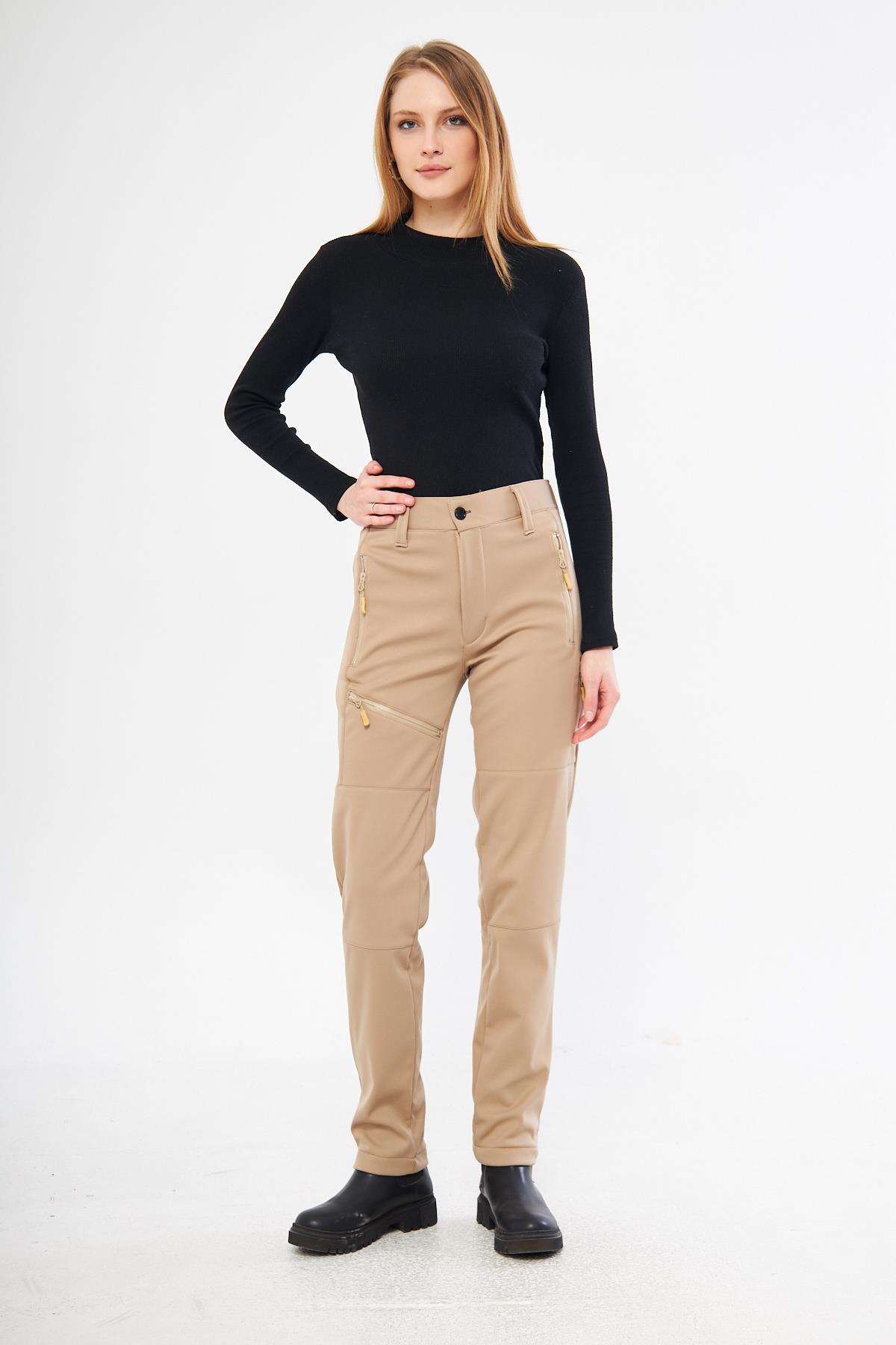 GHASSY CO. Kadın İçi Polarlı Tactical Outdoor Su Geçirmez Softshell Pantolon