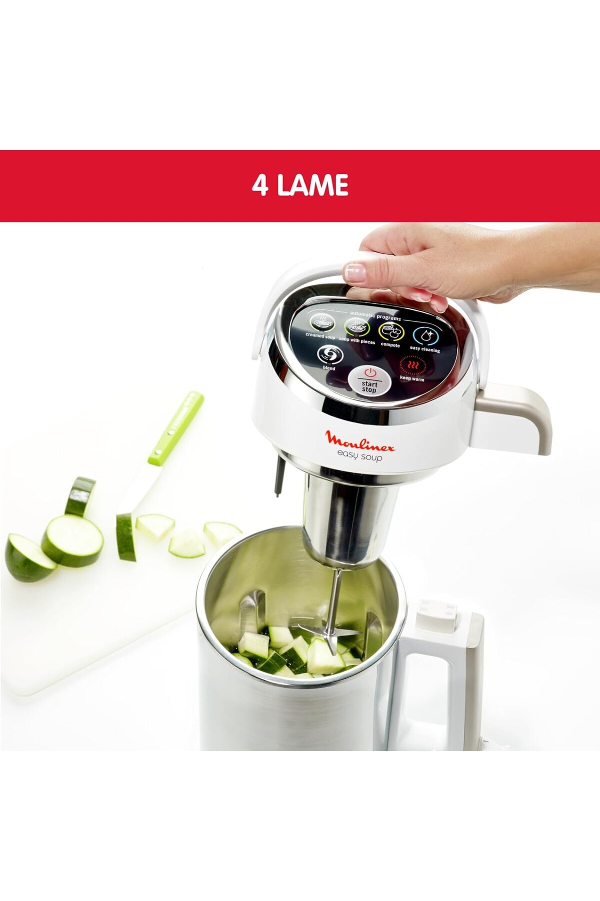 Moulinex Isıtmalı Blender - 1000W Güç, 1,2 L Kapasite, 5 Otomatik Program, Çift Duvar, Gümüş Renk fotoğrafı 2 (önizleme)
