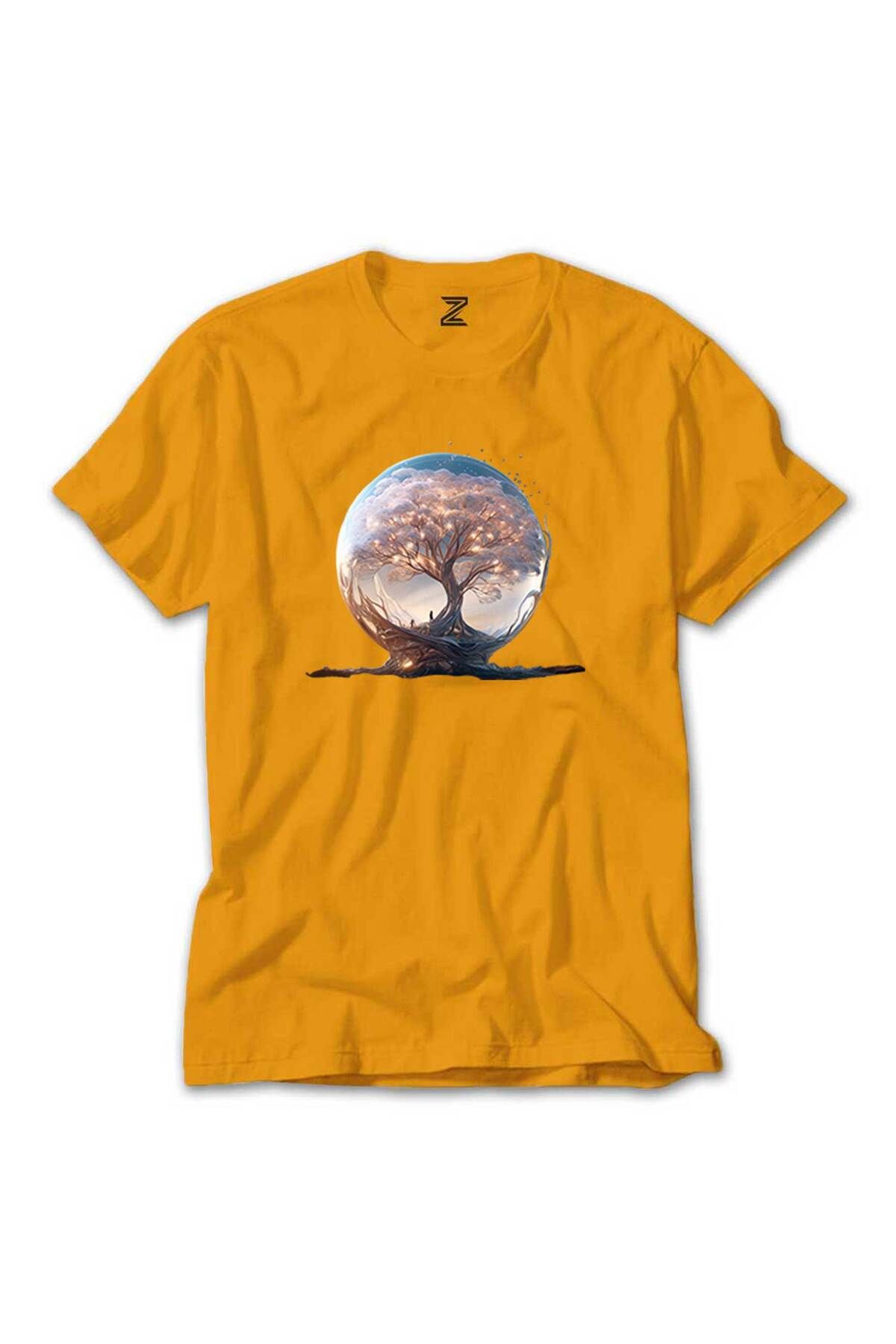 Z zepplin Tree Growing In Snow Gobe Yellow Tricou Unisex - M