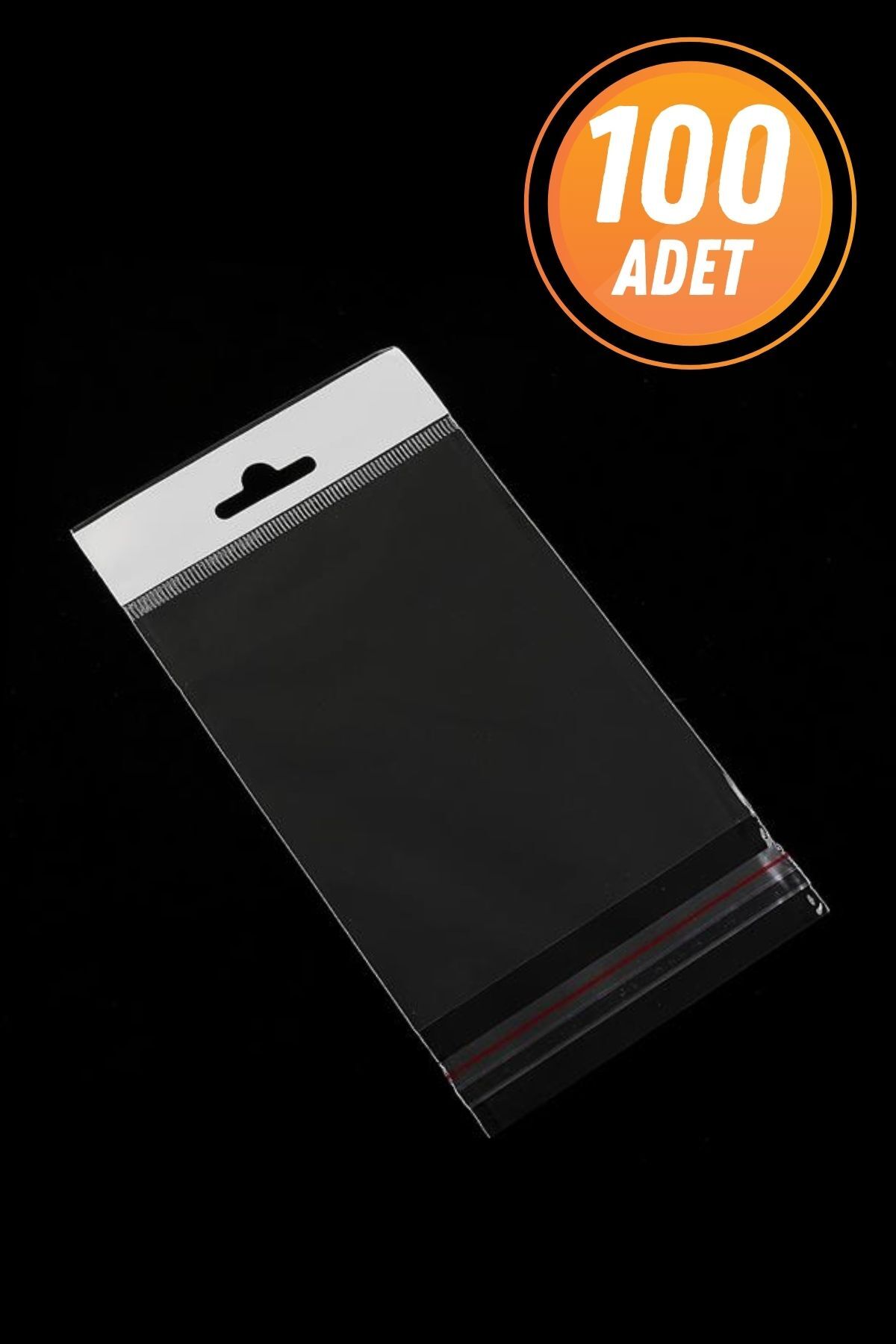 Eliz Party 12x20cm Askılı Bantlı Jelatin OPP Poşet Kurabiye Aksesuar Paketleme Raf Poşeti 100 Adet