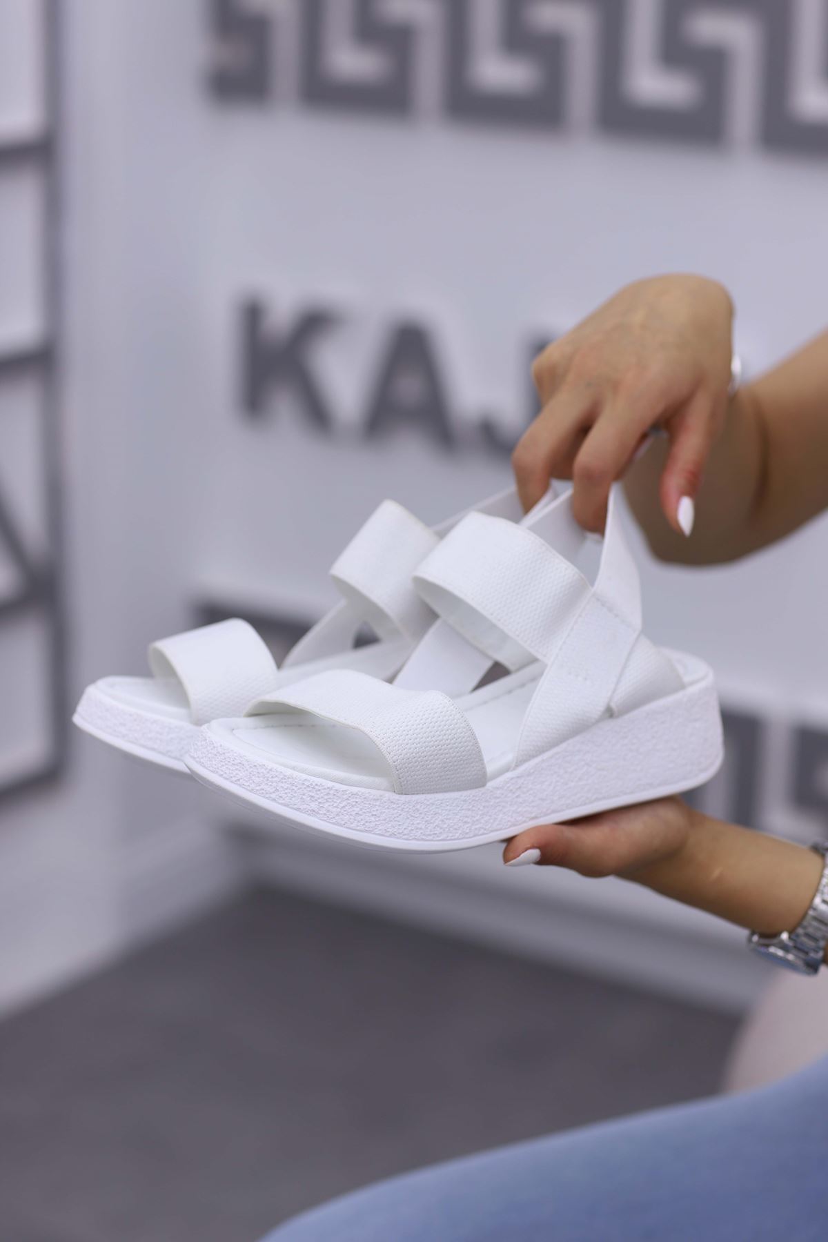 صندل زنانه سفید Madam Tarz | Bella اورجینال - تصویر 2