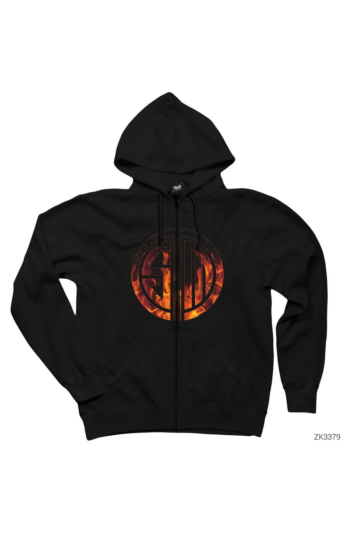 Z zepplin-Team Solomid Fire Black Zippered Hooded Sweatshirt 1