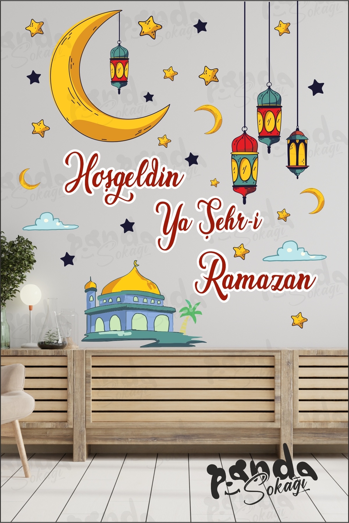 PANDA SOKAĞI Ramazan Ayı Temalı Cam Duvar Süsleri Hoşgeldin Ramazan Sticker Seti Ramazan Süsleri fotoğrafı 5 (önizleme)