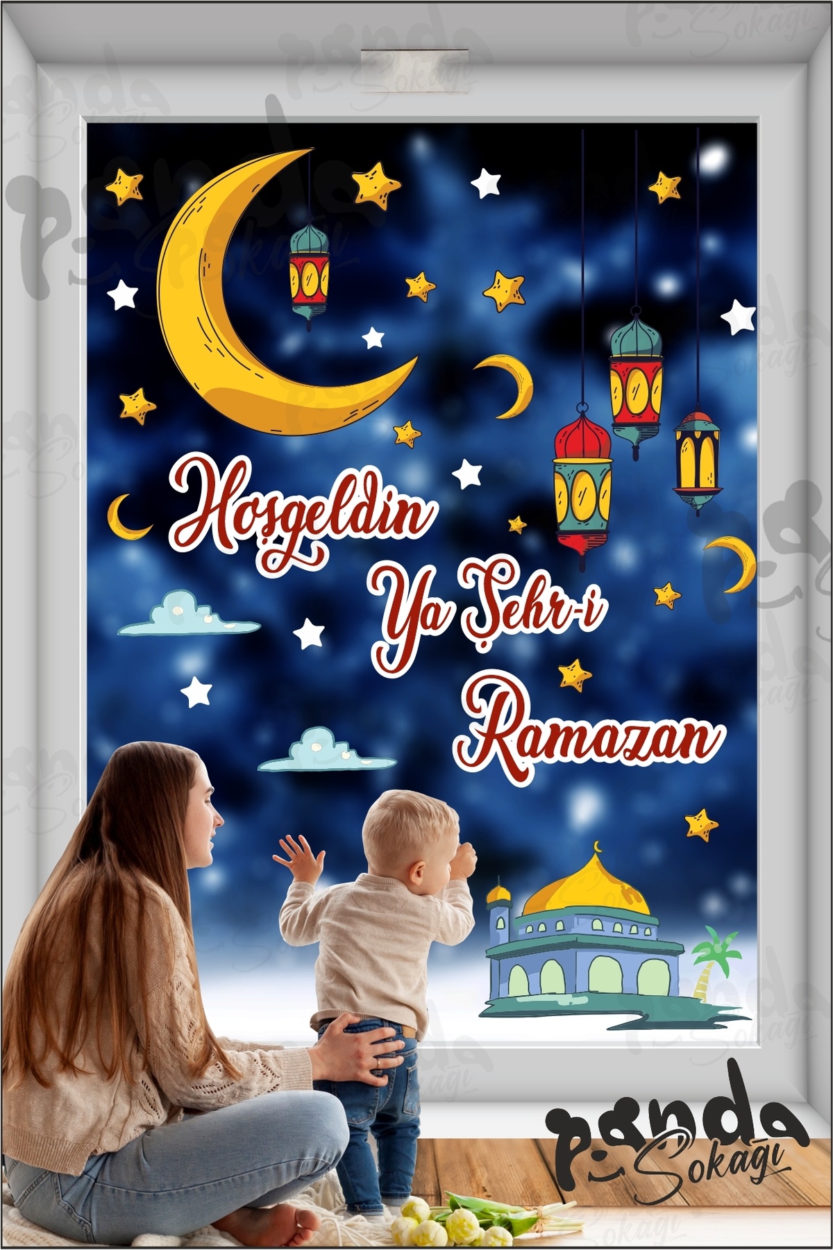 PANDA SOKAĞI Ramazan Ayı Temalı Cam Duvar Süsleri Hoşgeldin Ramazan Sticker Seti Ramazan Süsleri fotoğrafı 7 (önizleme)