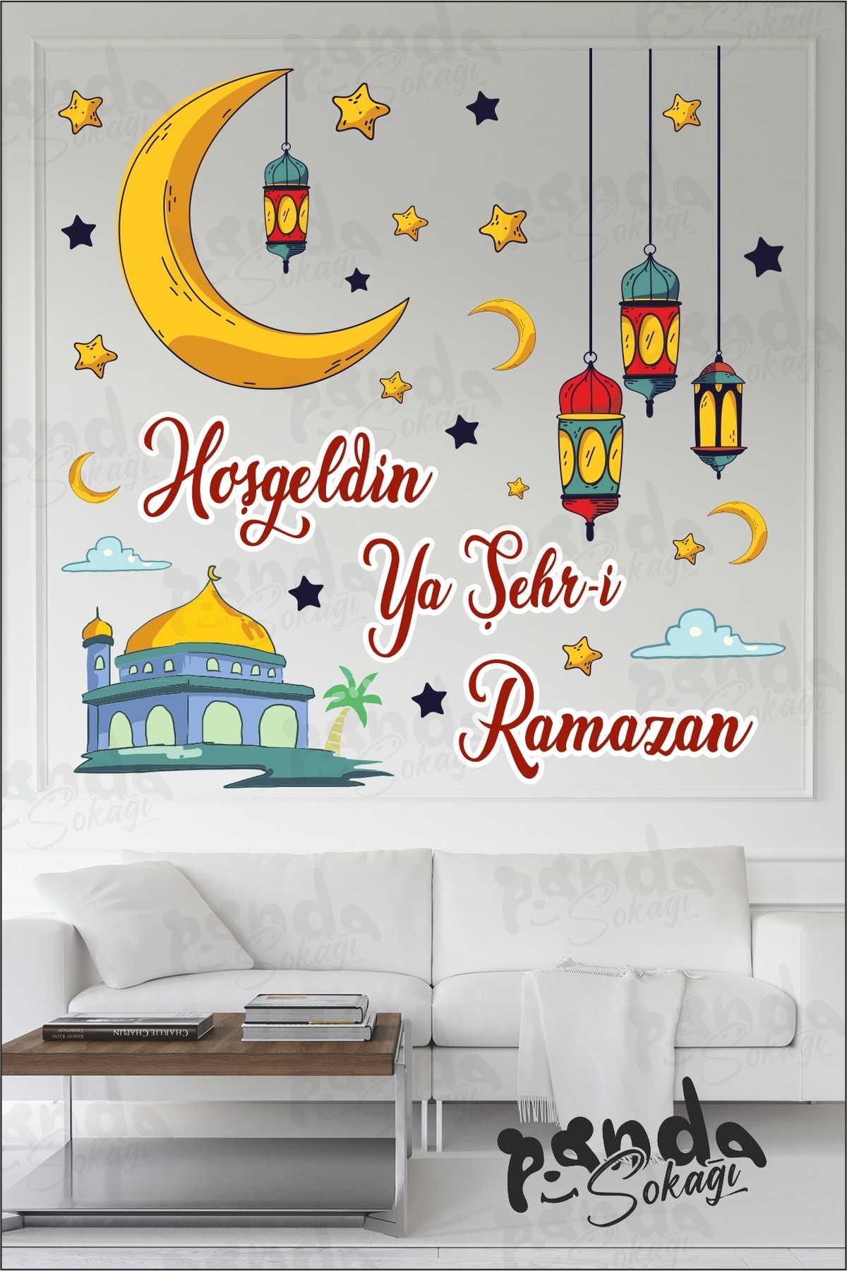 PANDA SOKAĞI Ramazan Ayı Temalı Cam Duvar Süsleri Hoşgeldin Ramazan Sticker Seti Ramazan Süsleri fotoğrafı 3 (önizleme)