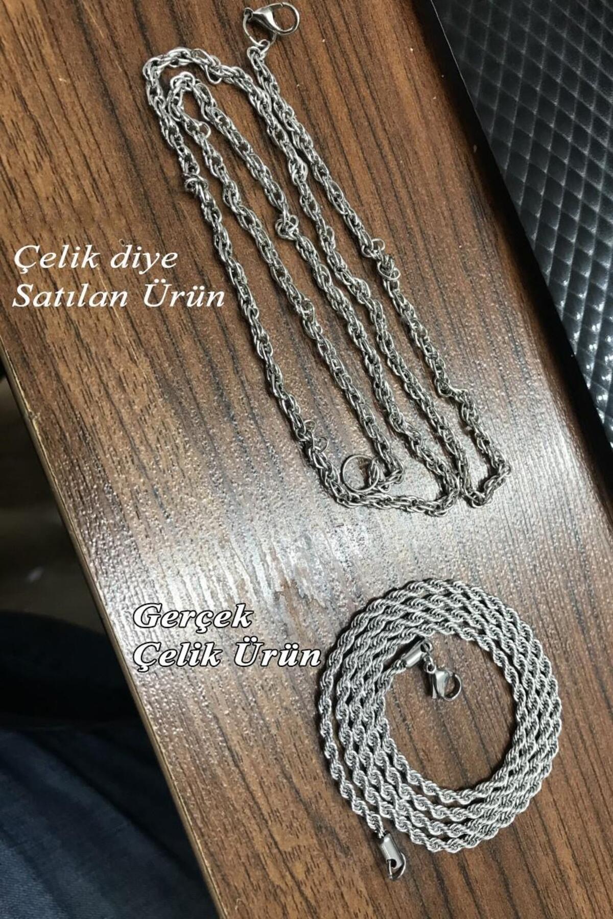Burgu Halat Erkek Çelik Zincir Kolye b028k 3