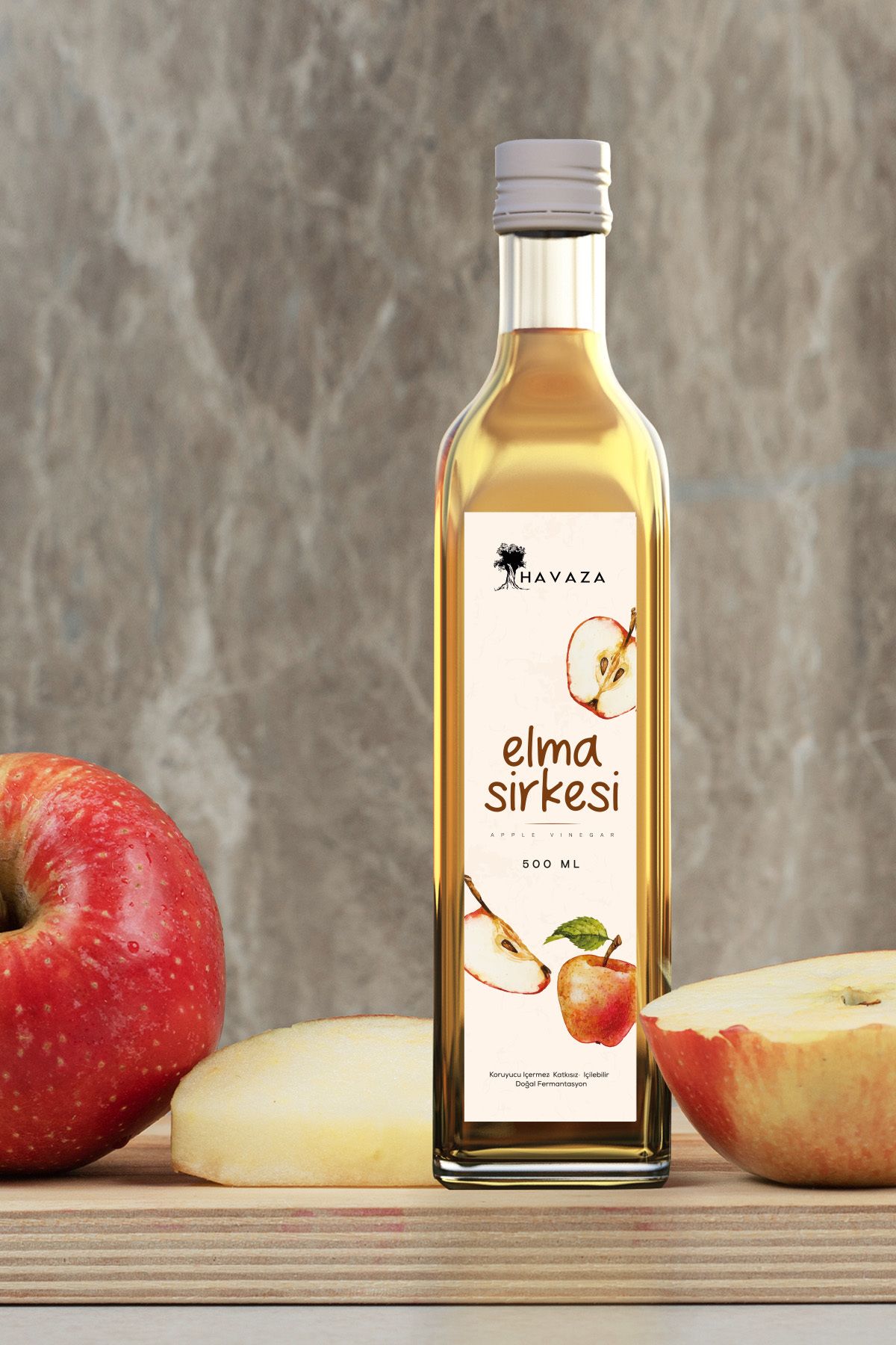Elma Sirkesi 500ml(EVYAPIMI,GELENEKSEL,%100 DOĞAL)