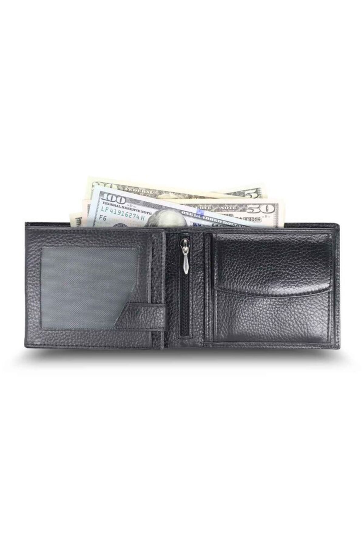 GUARD-Black Leather Men's Wallet with Coin Compartment 50c01 7