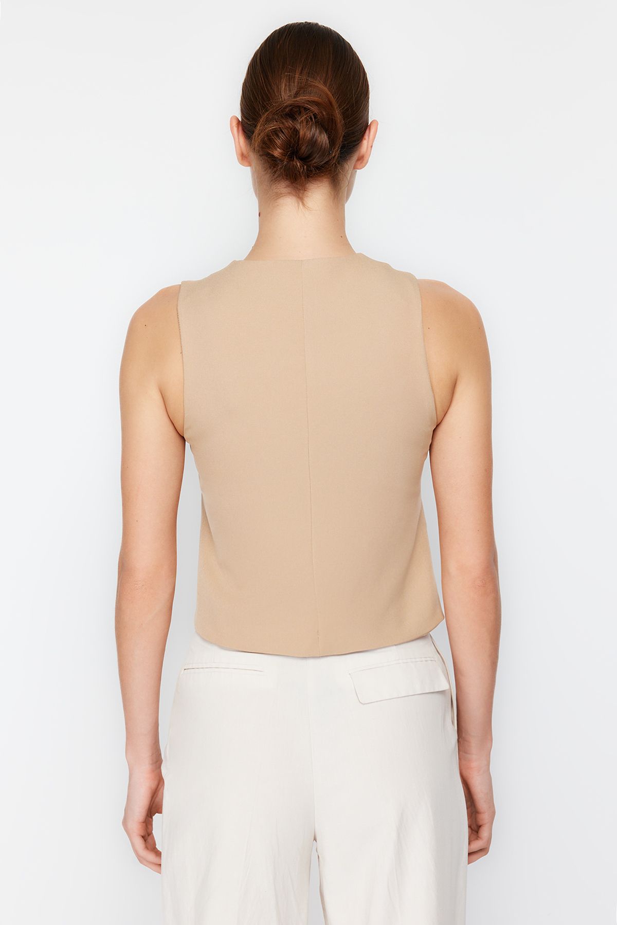 Trendyol Collection-Vestă țesătă cu nasturi, cu nasturi, din nurcă TWOSS21YE0009 6